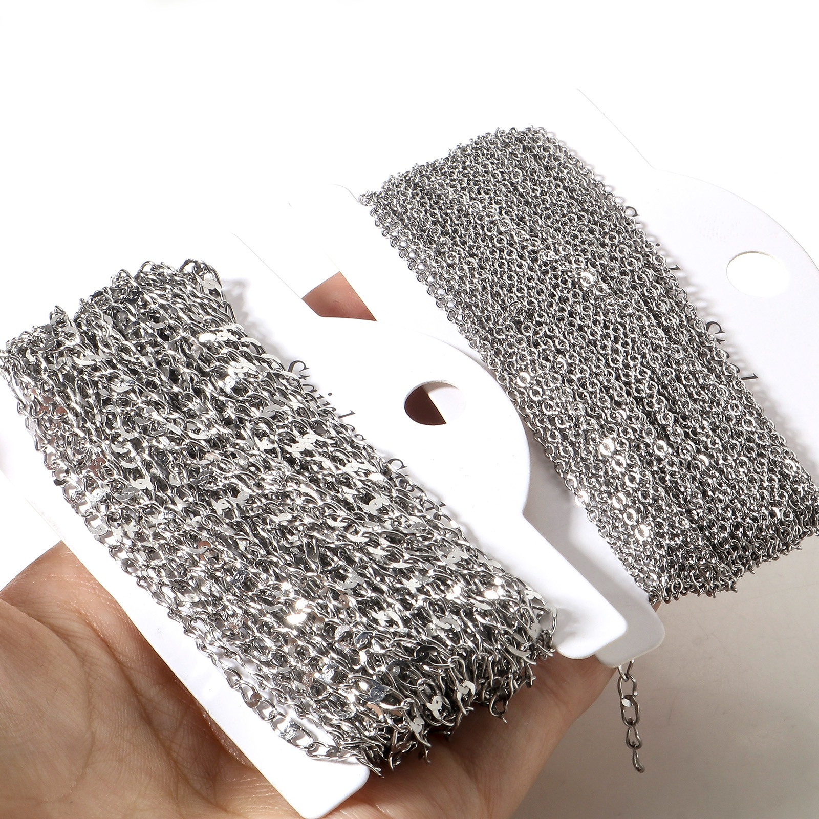 Bild von 304 Edelstahl Schmuckkette Kette Für handgefertigte Schmuckherstellung Silberfarbe 1 Rolle (ca. 5 M/Rolle)