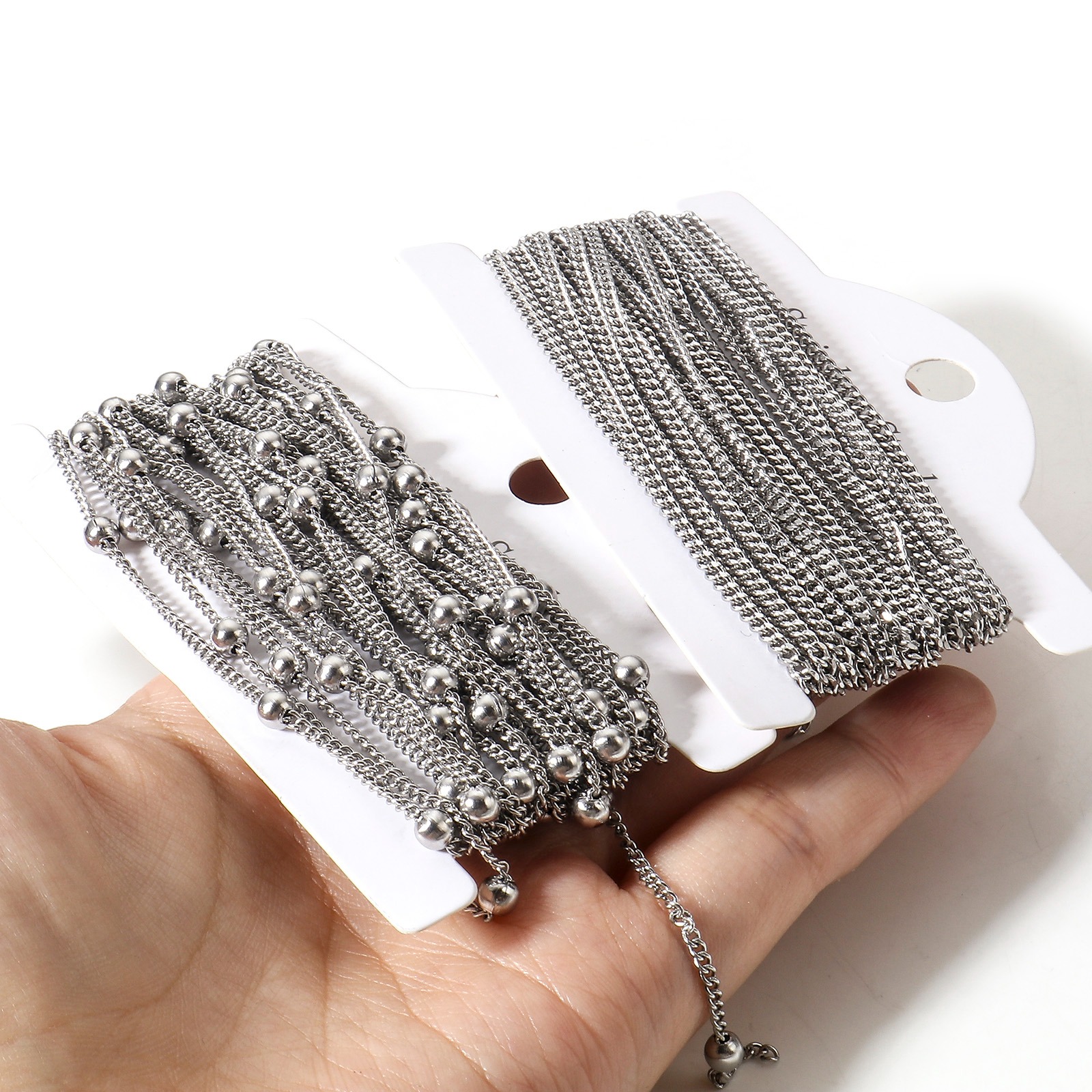 Picture of 304 Stainless Steel Link Chain For Handmade DIY Jewelry Making Findings Silver Tone 1 Roll (Approx 5 M/Roll)