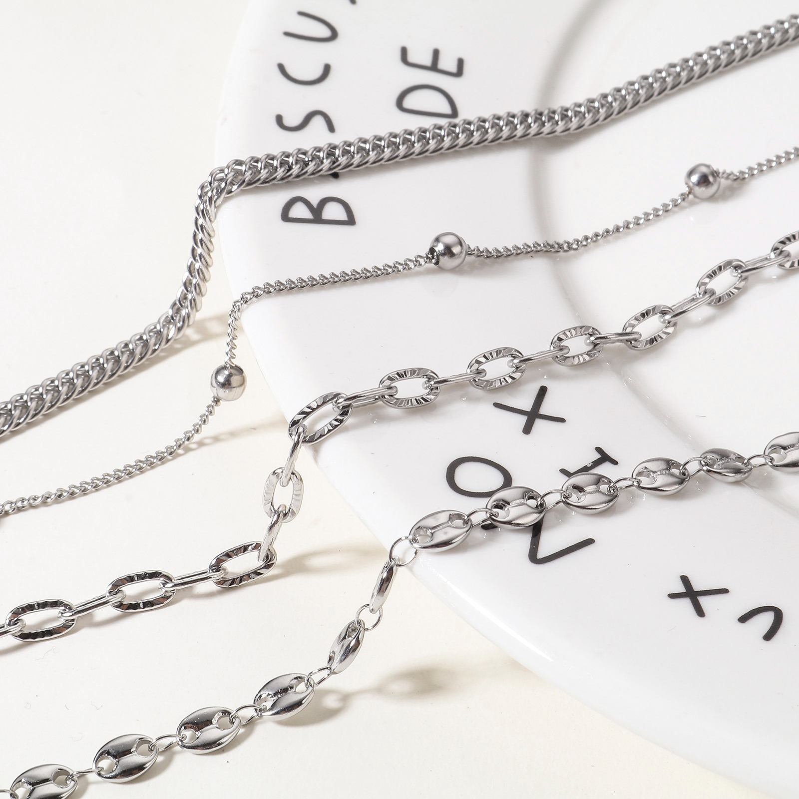 Picture of 304 Stainless Steel Link Chain For Handmade DIY Jewelry Making Findings Silver Tone 1 Roll (Approx 5 M/Roll)