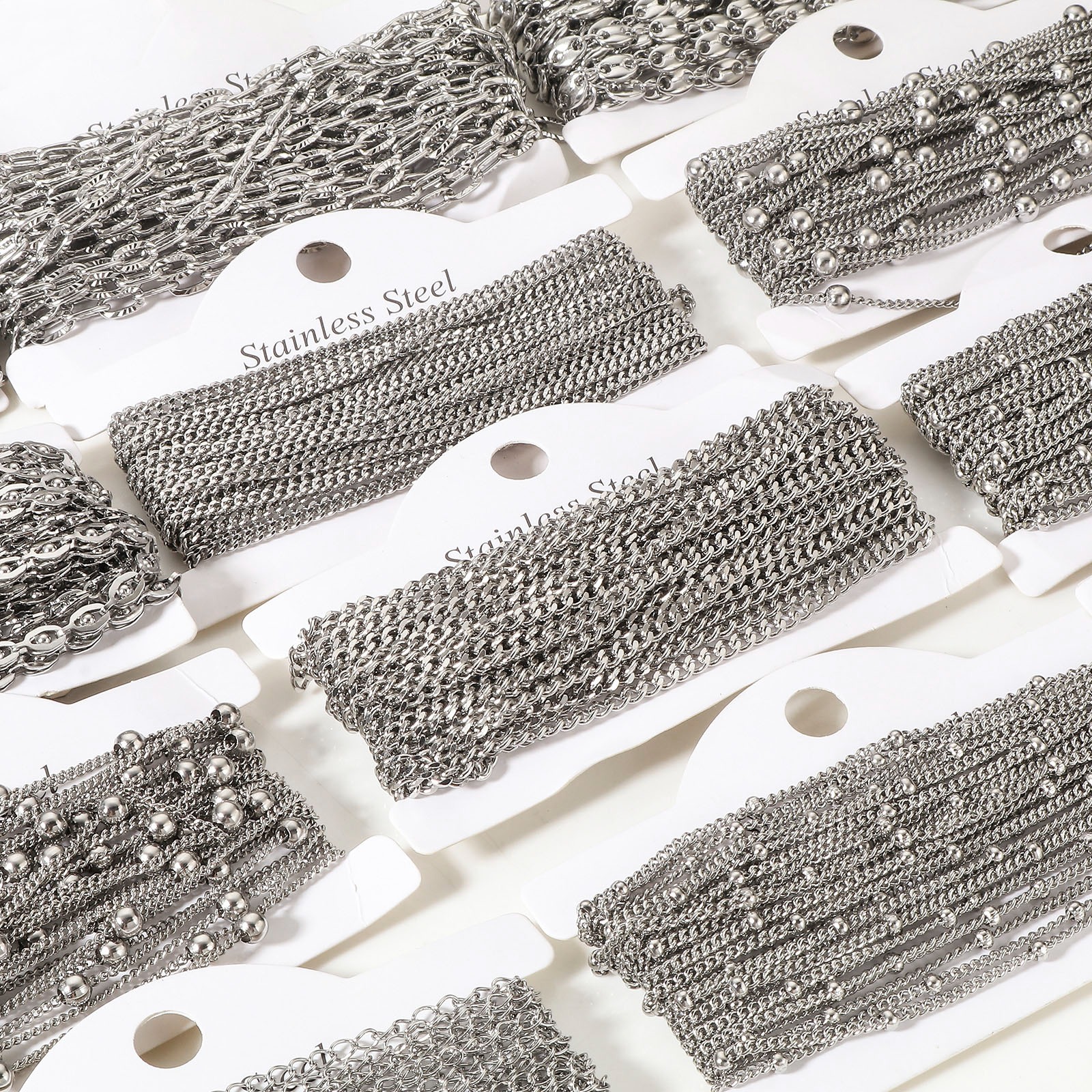 Picture of 304 Stainless Steel Link Chain For Handmade DIY Jewelry Making Findings Silver Tone 1 Roll (Approx 5 M/Roll)