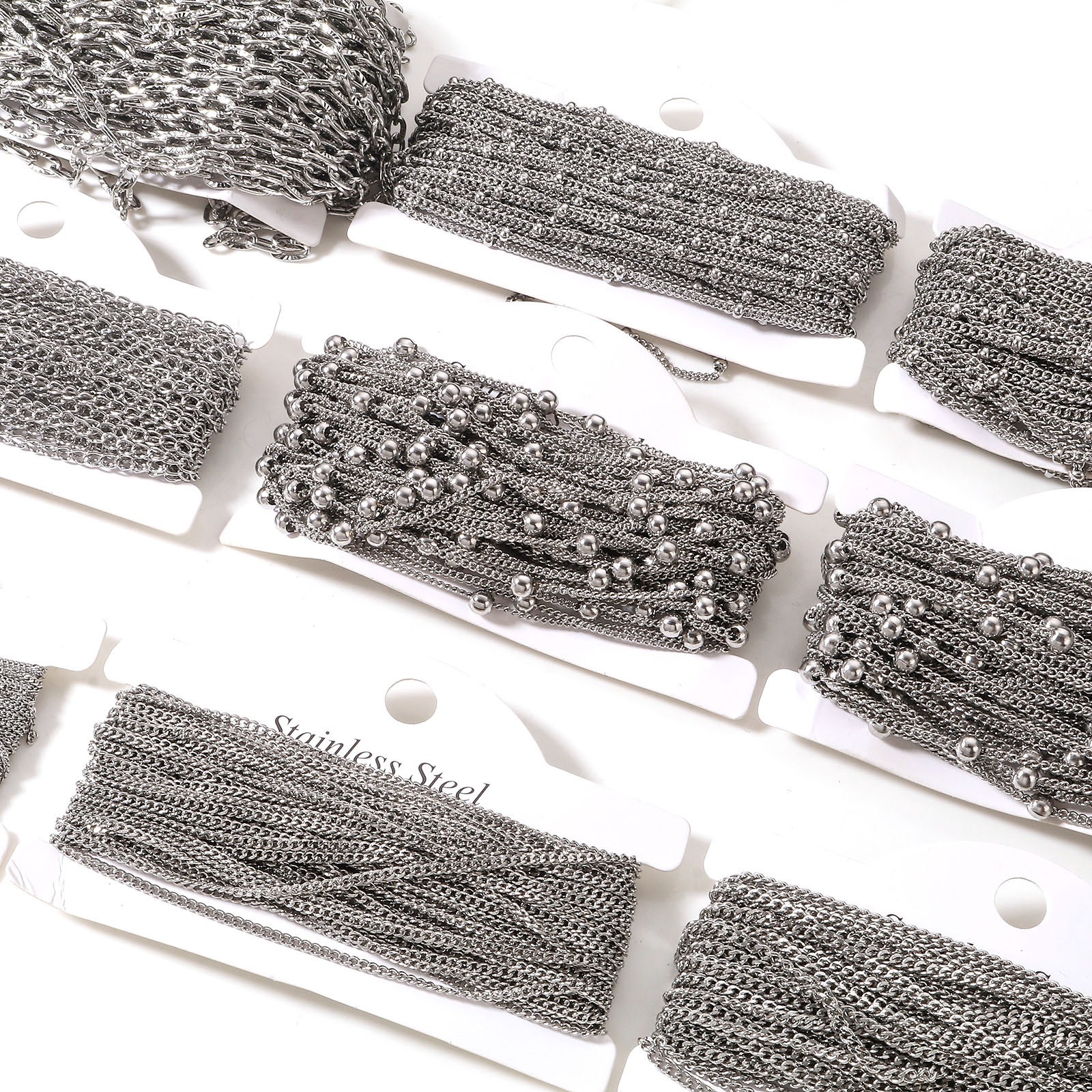 Picture of 304 Stainless Steel Link Chain For Handmade DIY Jewelry Making Findings Silver Tone 1 Roll (Approx 5 M/Roll)