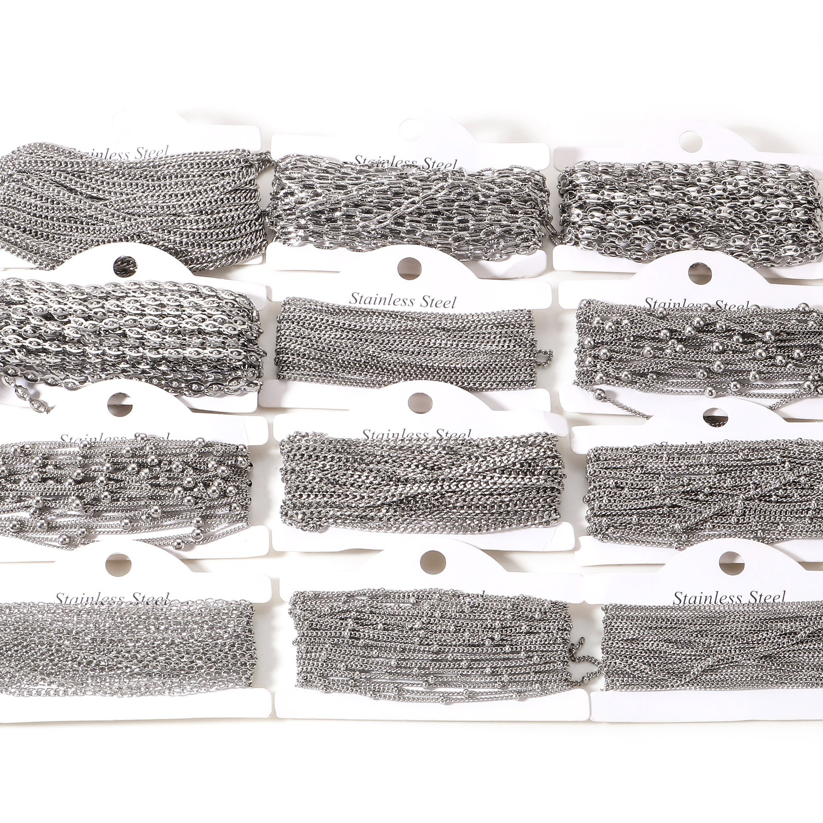 Picture of 304 Stainless Steel Link Chain For Handmade DIY Jewelry Making Findings Silver Tone 1 Roll (Approx 5 M/Roll)