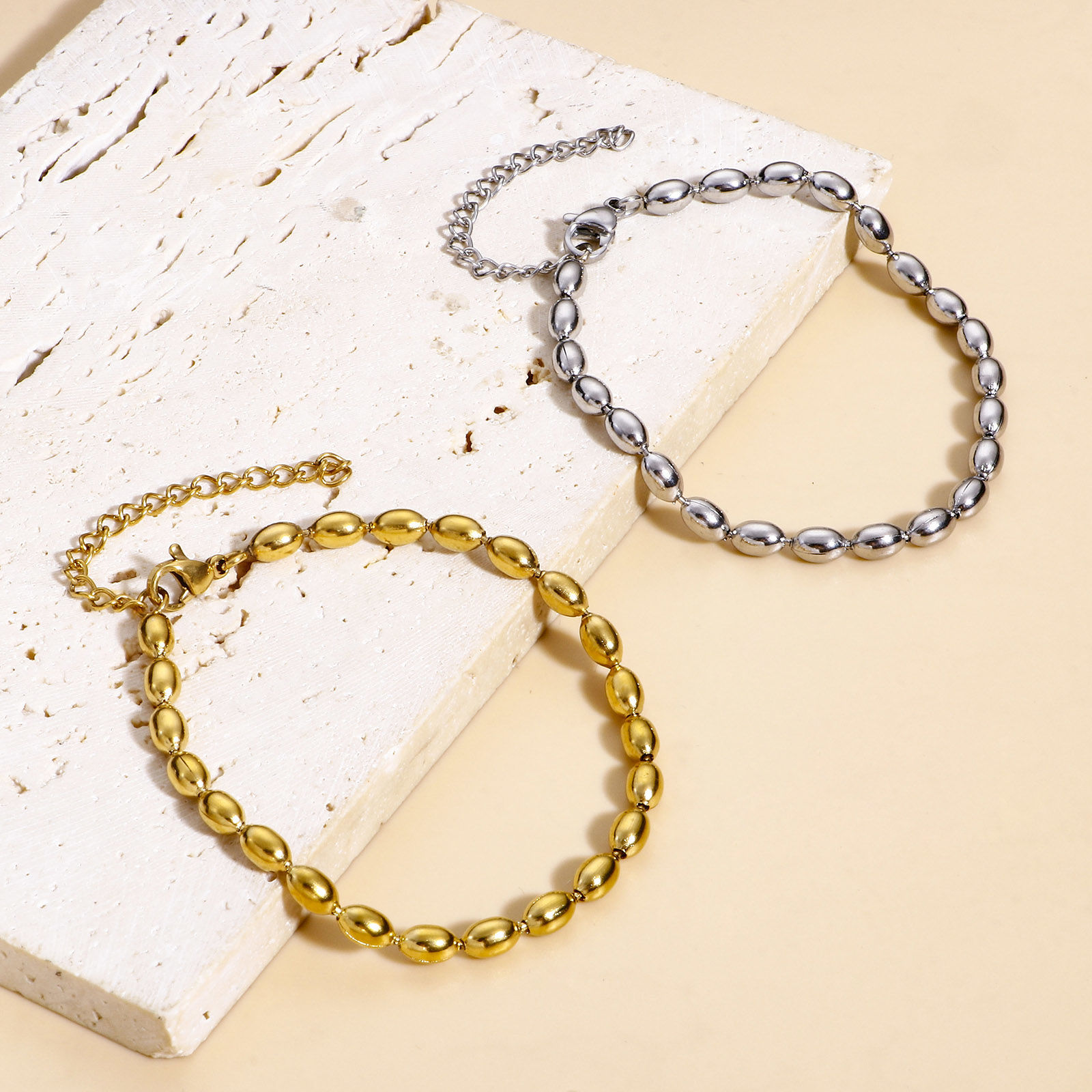 Bild von 304 Edelstahl Kugelkette Kette Armband Mit Karabiner Verschluss und Verlängerungskette Extender 17cm lang, 1 Strang
