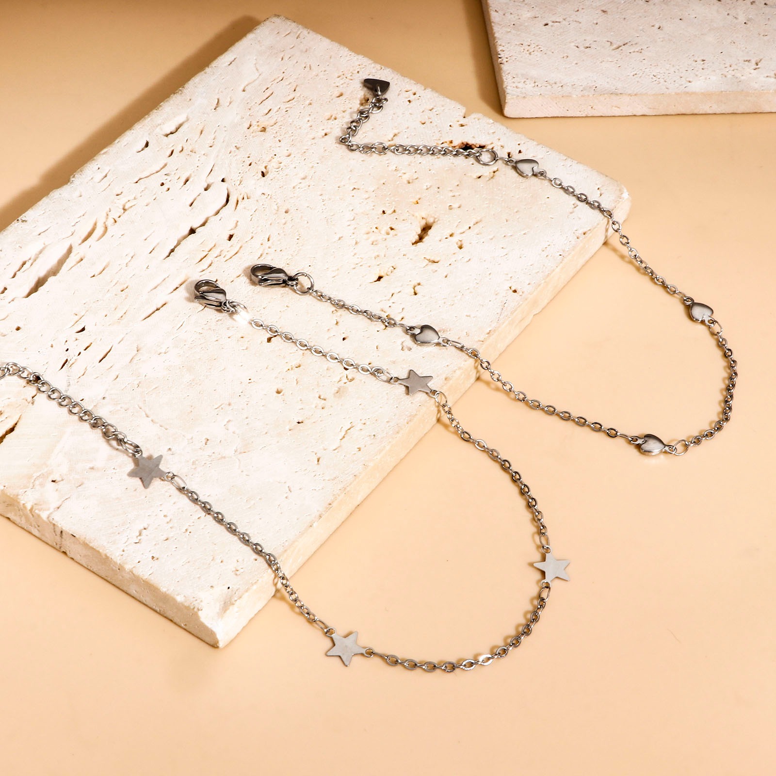 Picture of 304 Stainless Steel Handmade Link Chain Anklet Silver Tone With Lobster Claw Clasp And Extender Chain