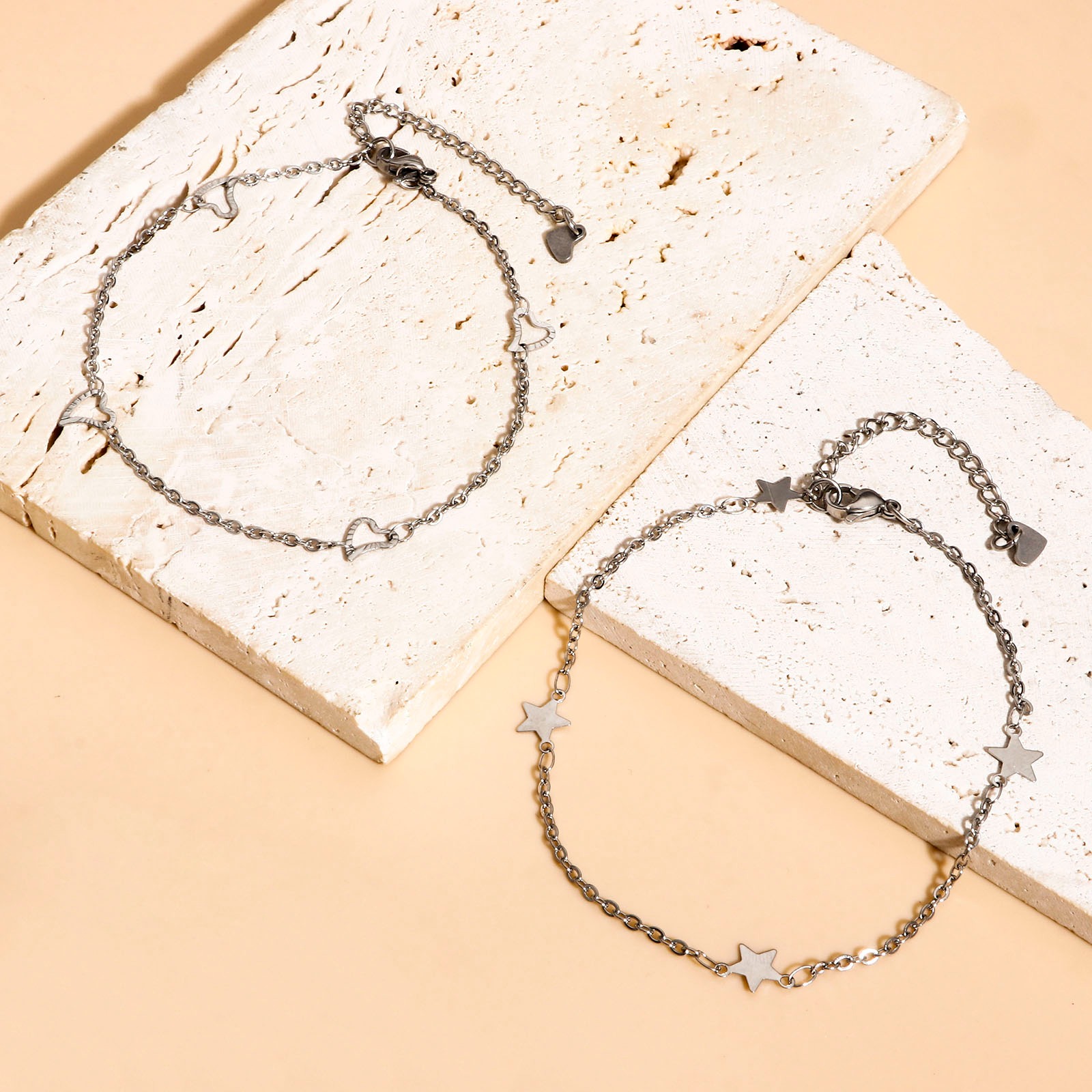 Picture of 304 Stainless Steel Handmade Link Chain Anklet Silver Tone With Lobster Claw Clasp And Extender Chain