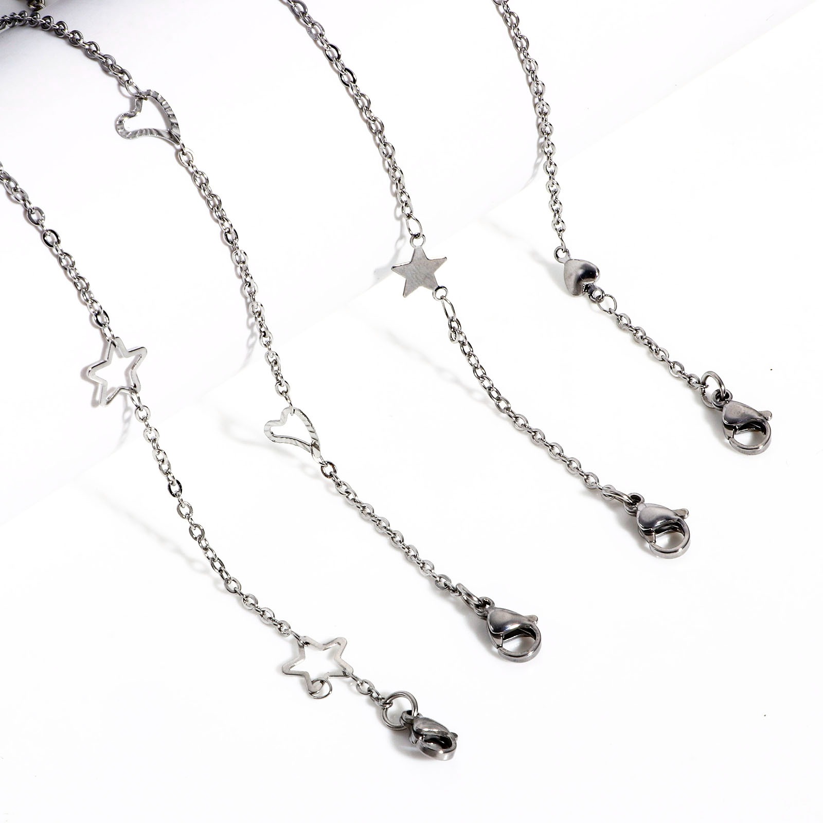 Picture of 304 Stainless Steel Handmade Link Chain Anklet Silver Tone With Lobster Claw Clasp And Extender Chain