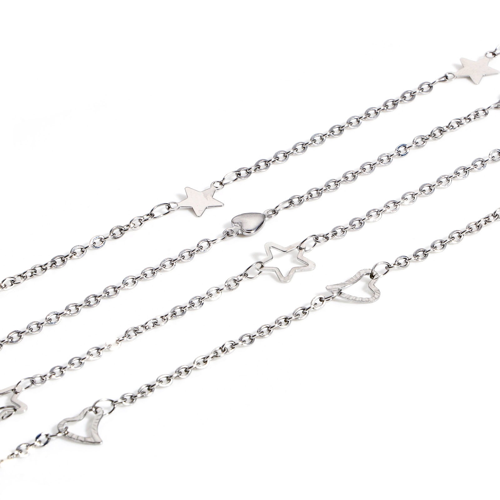 Picture of 304 Stainless Steel Handmade Link Chain Anklet Silver Tone With Lobster Claw Clasp And Extender Chain