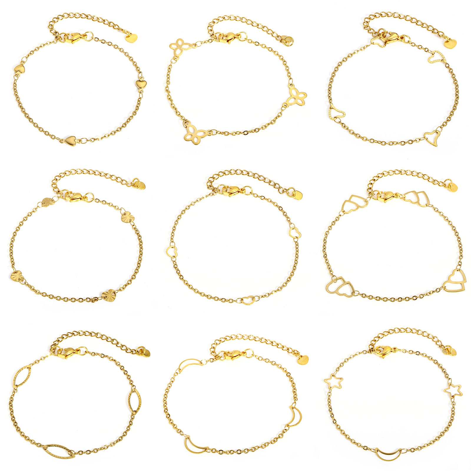 Picture of 304 Stainless Steel Link Cable Chain Bracelets Gold Plated Tassel