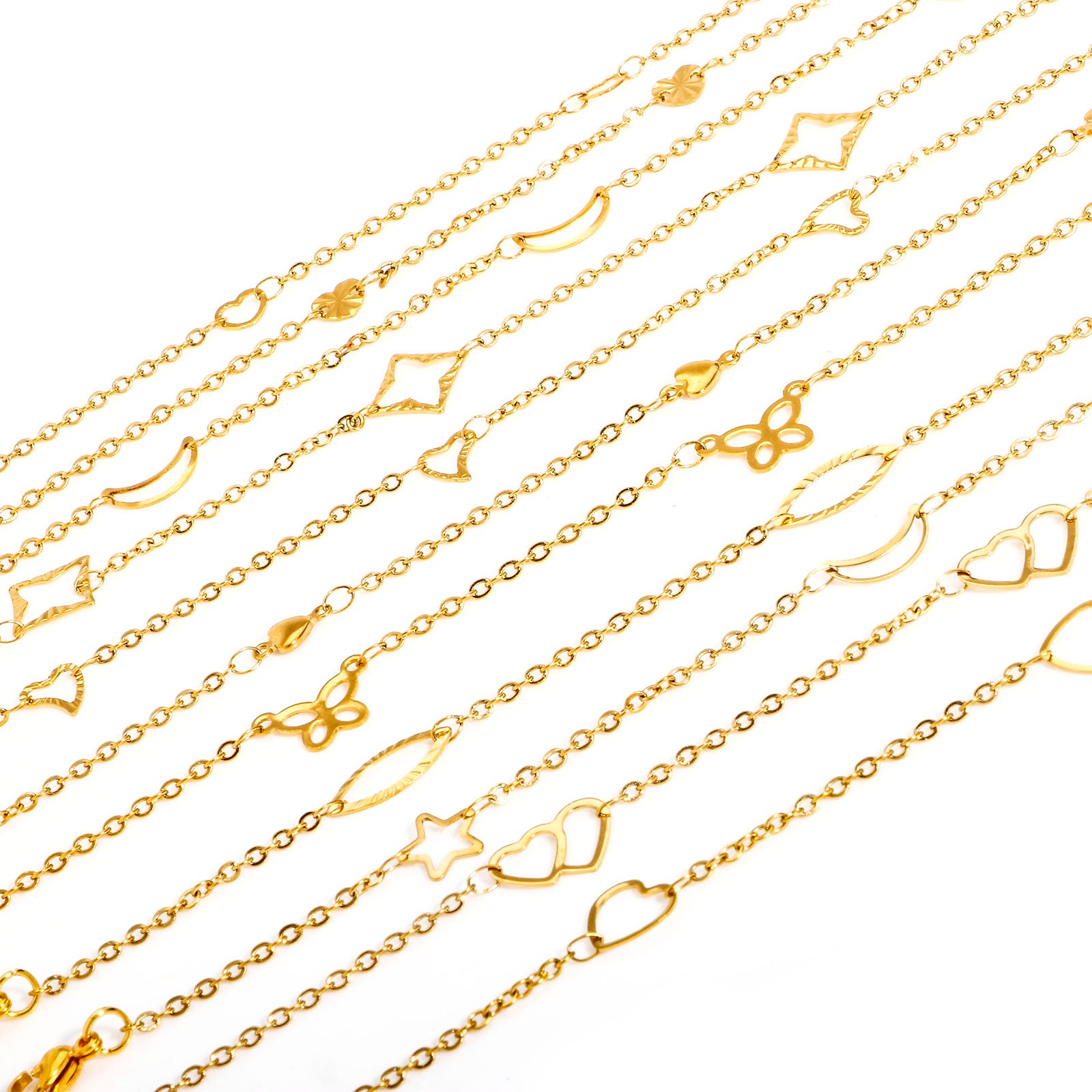 Picture of 304 Stainless Steel Link Cable Chain Bracelets Gold Plated Tassel