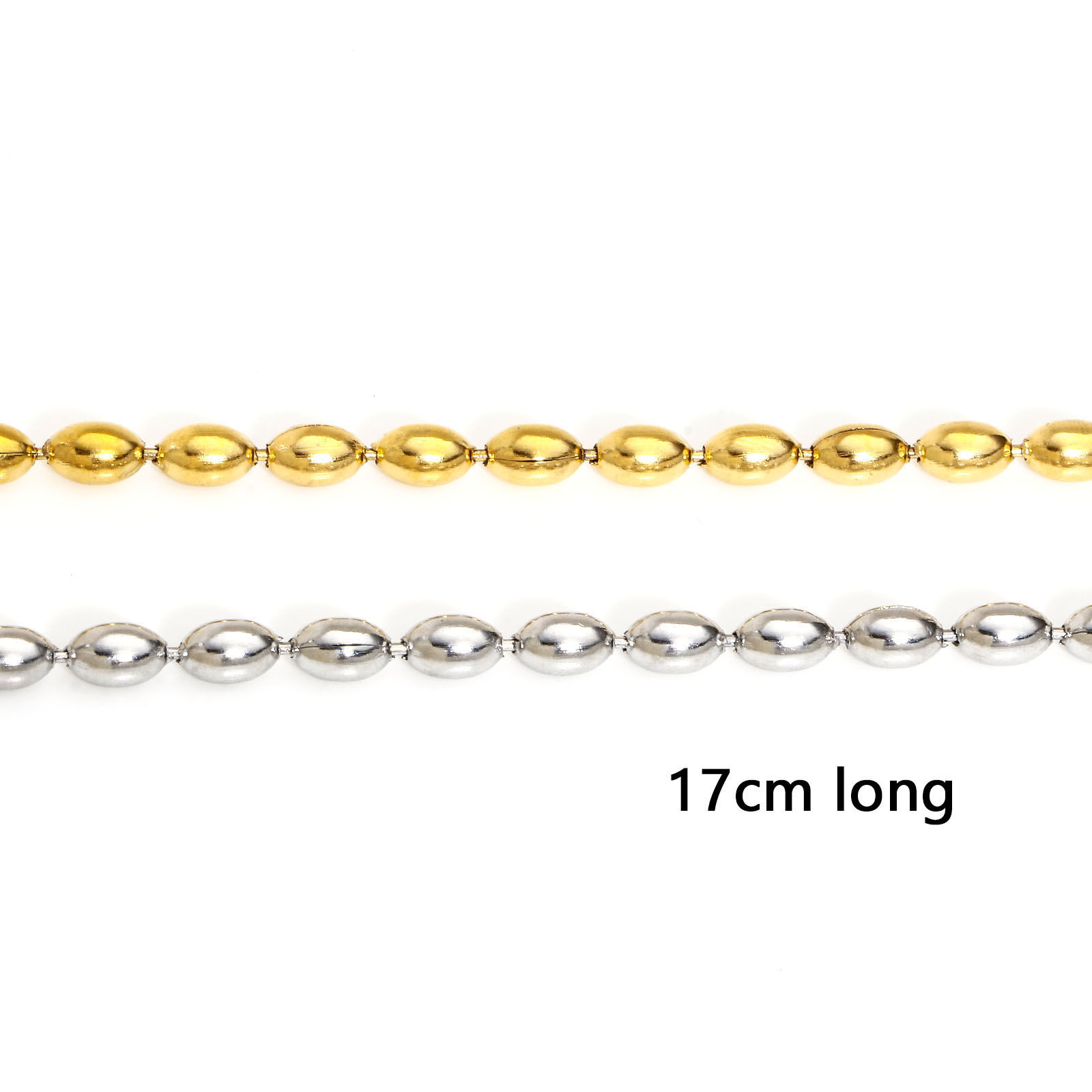 304ステンレス鋼 ボールチェーン ブレスレット 17cm 長さ、 1 本 の画像