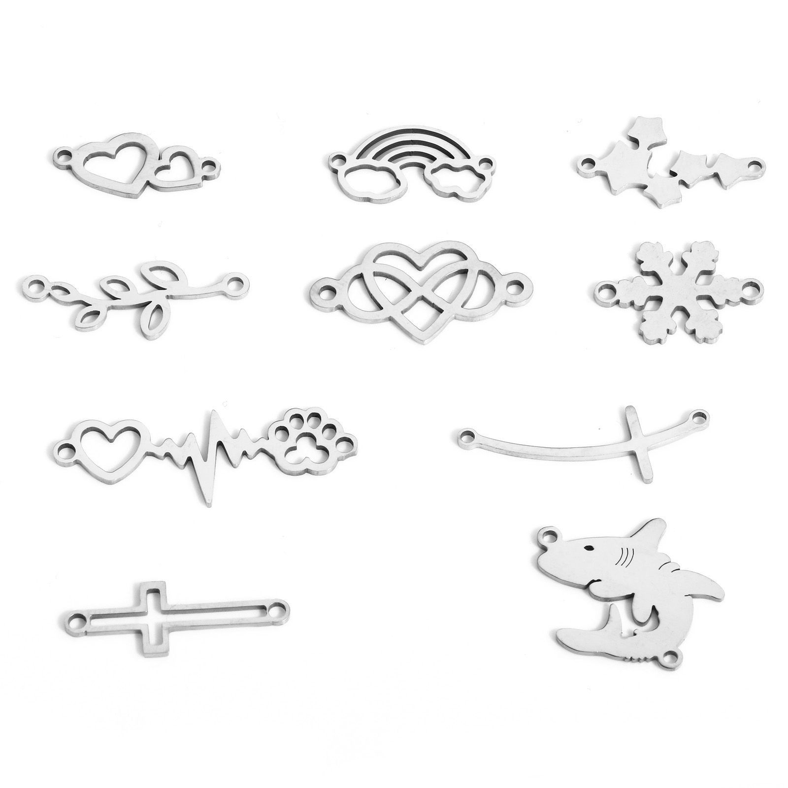 Picture of 304 Stainless Steel Connectors Charms Pendants Silver Tone