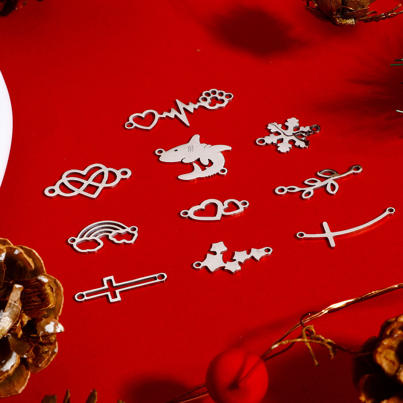 Picture of 304 Stainless Steel Connectors Charms Pendants Silver Tone