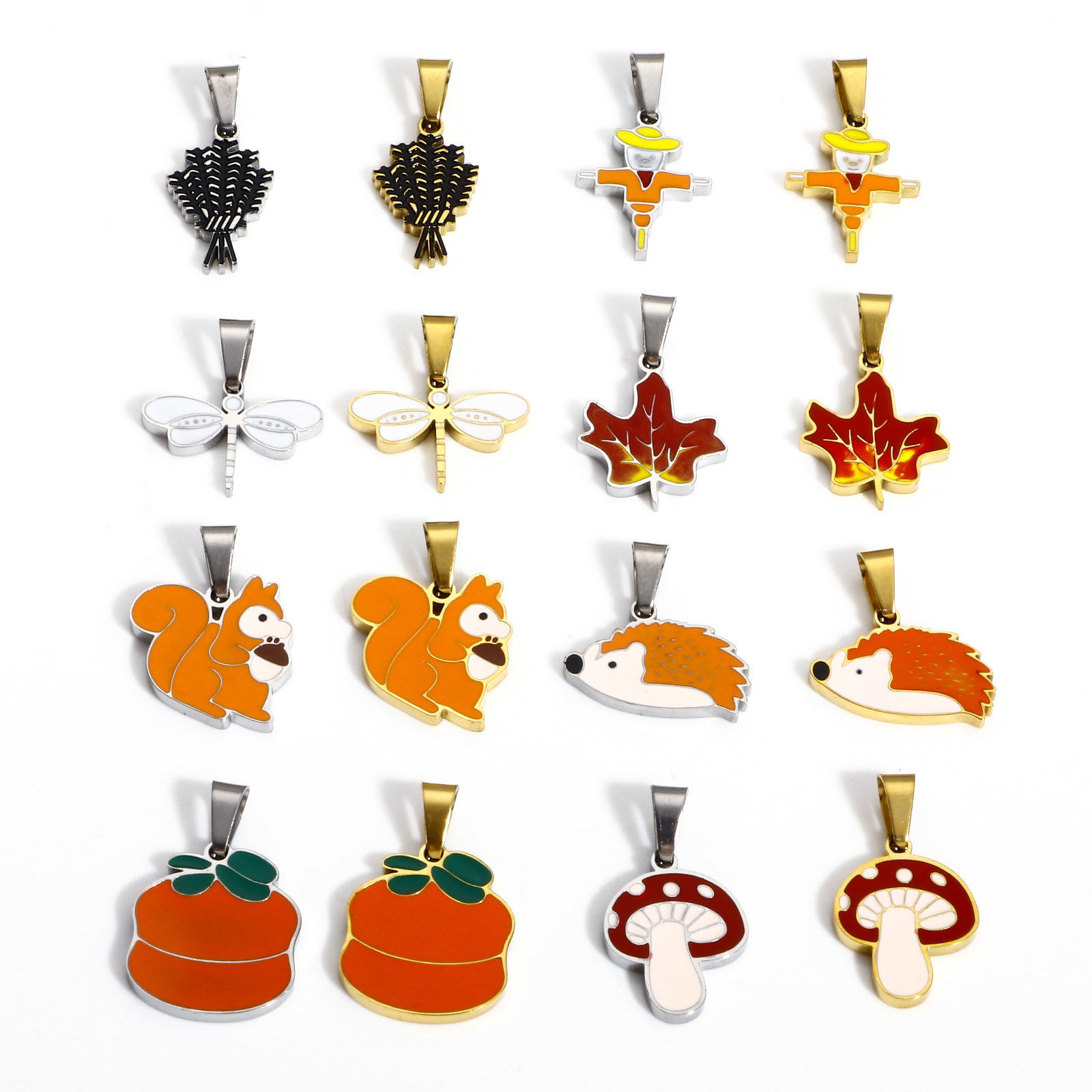 Picture of Vacuum Plating 304 Stainless Steel Charm Pendant Animal Insect Enamel