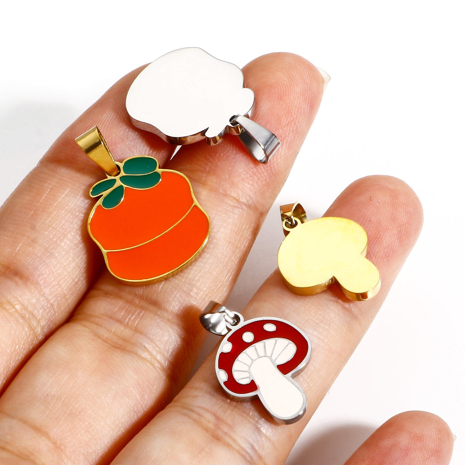Picture of Vacuum Plating 304 Stainless Steel Charm Pendant Animal Insect Enamel