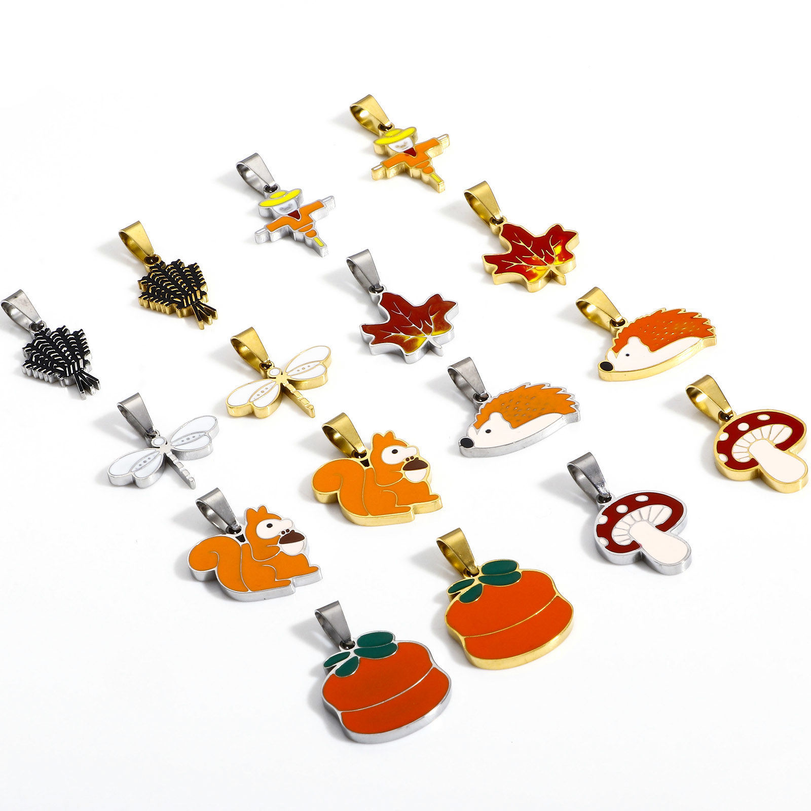 Picture of Vacuum Plating 304 Stainless Steel Charm Pendant Animal Insect Enamel
