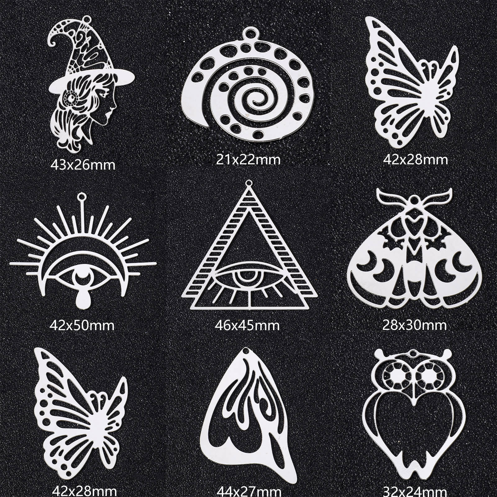 Picture of 304 Stainless Steel Filigree Stamping Pendants Silver Tone Hollow