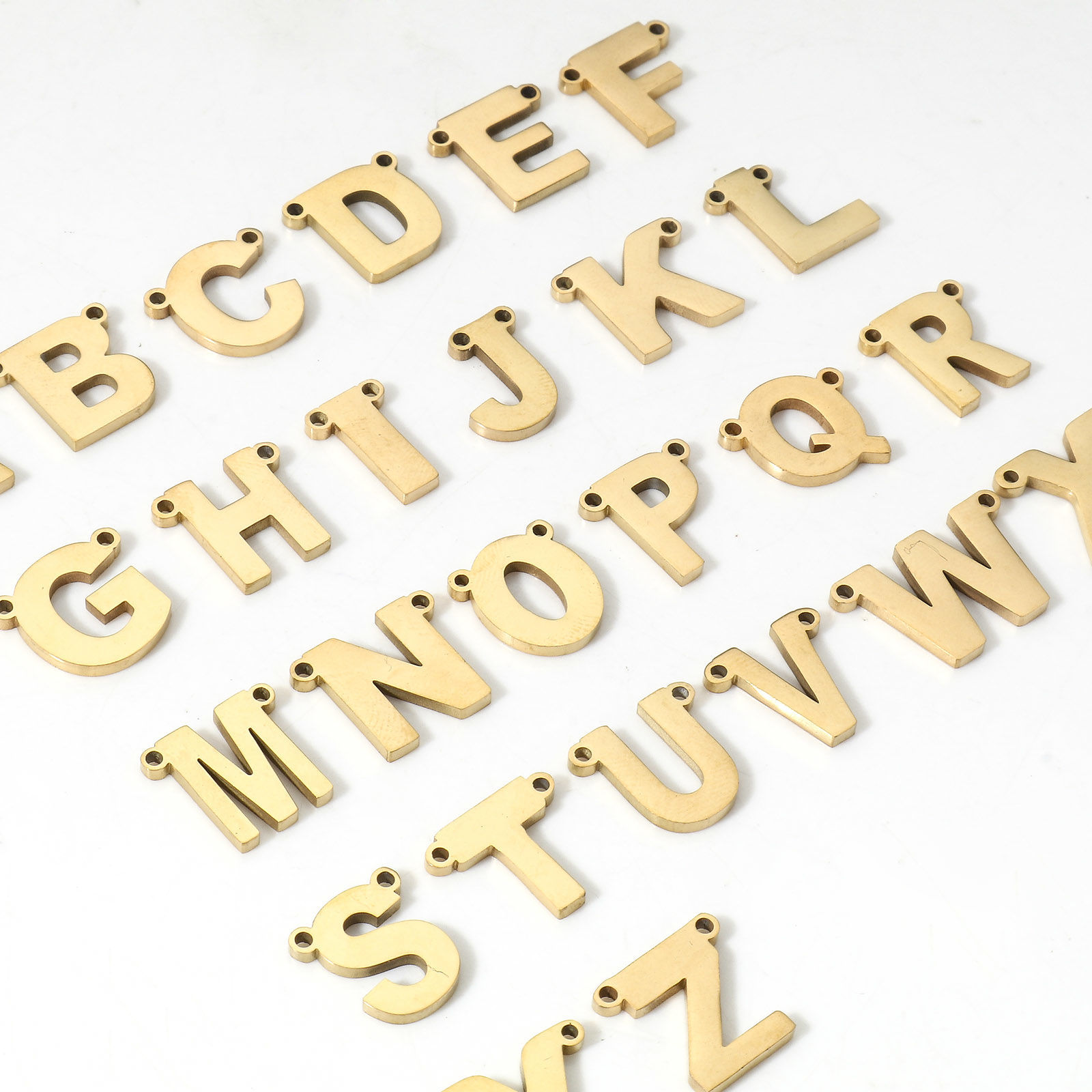 Bild von 5 Stück 304 Edelstahl Steckverbinder Charms Anhänger Buchstabe Vergoldet Message " A-Z "