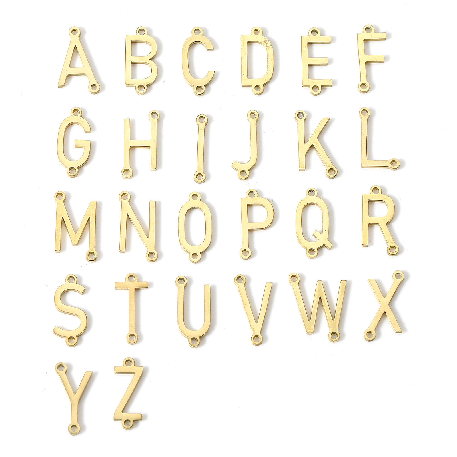 Bild von 5 Stück 304 Edelstahl Steckverbinder Charms Anhänger Buchstabe Vergoldet Message " A-Z "
