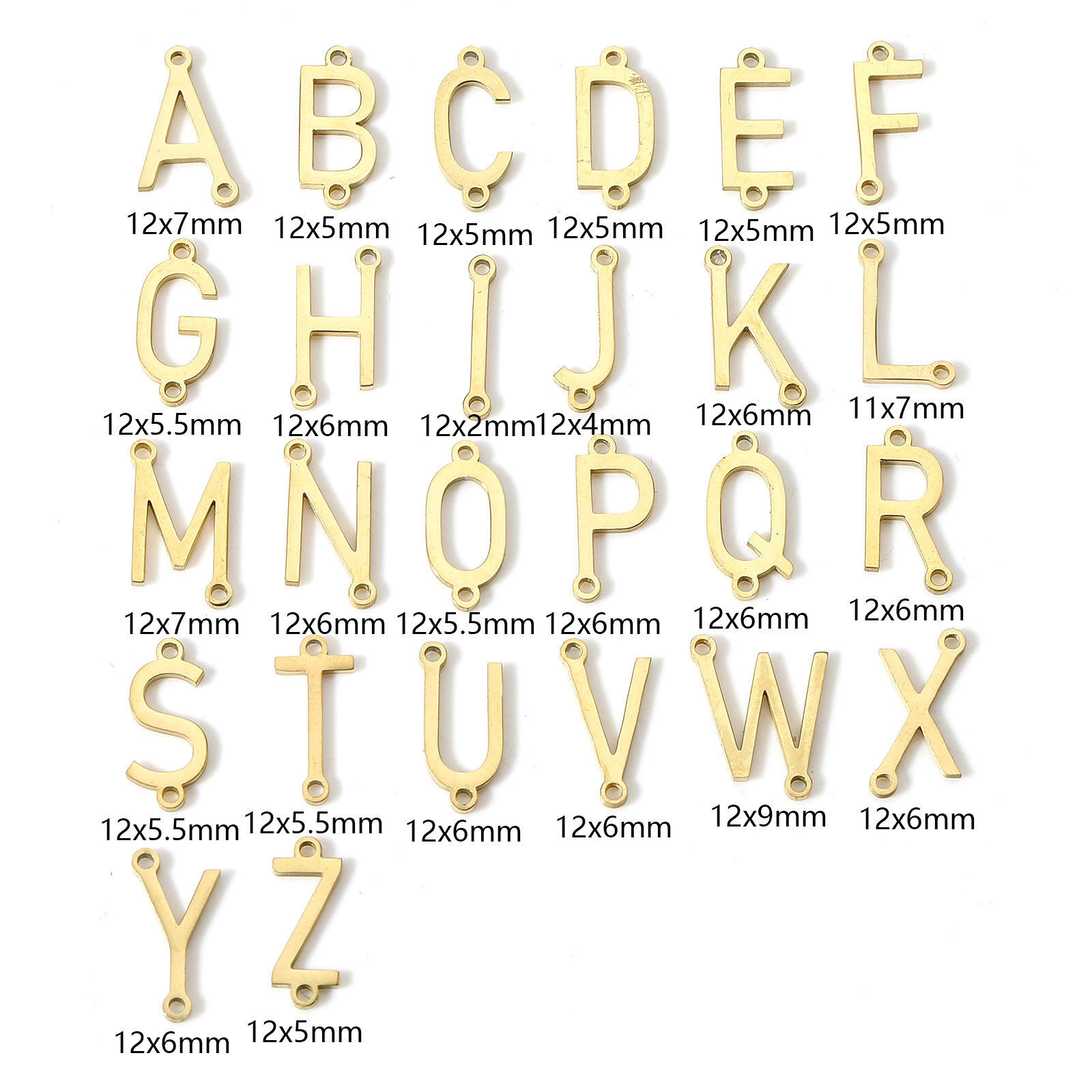 Bild von 5 Stück 304 Edelstahl Steckverbinder Charms Anhänger Buchstabe Vergoldet Message " A-Z "
