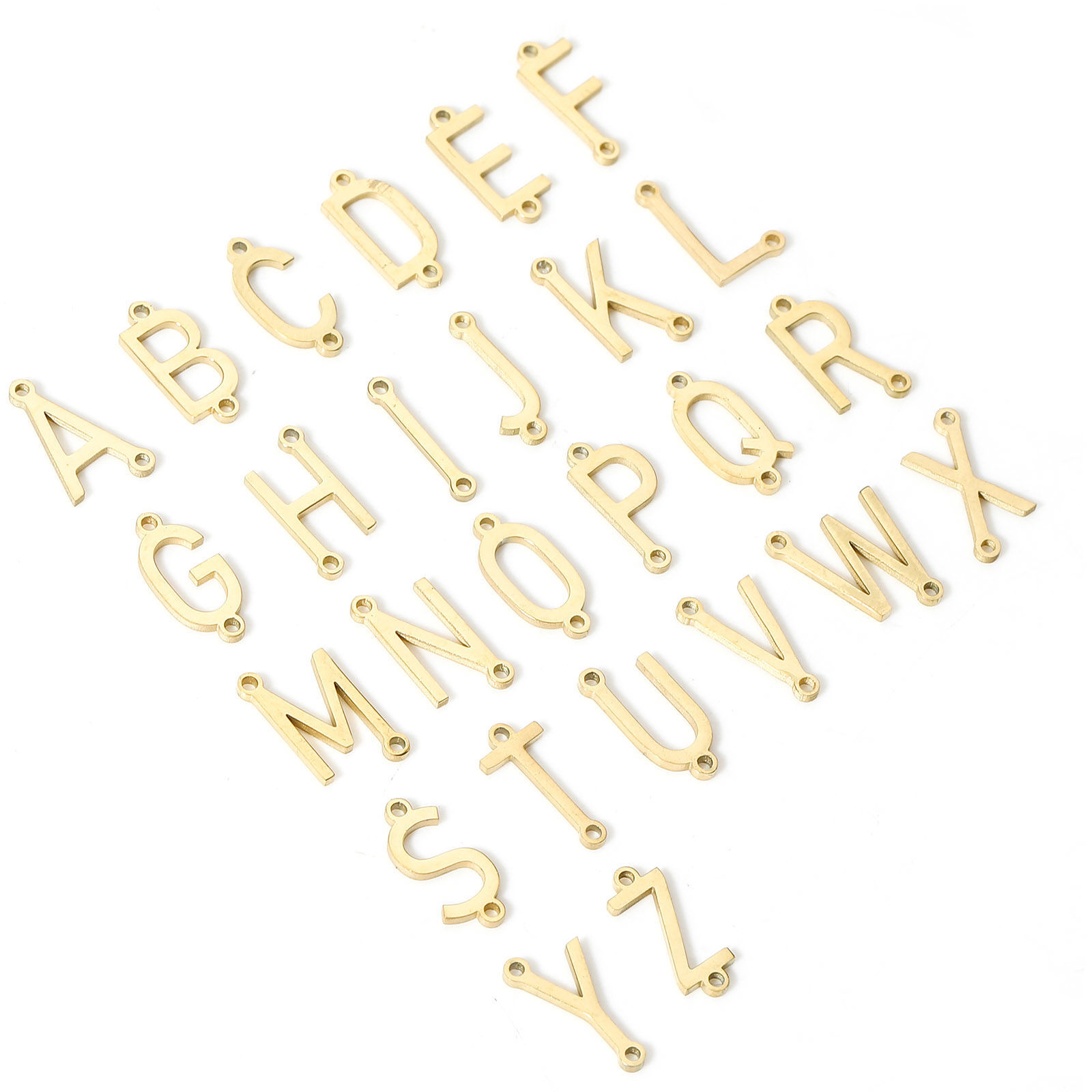 Bild von 5 Stück 304 Edelstahl Steckverbinder Charms Anhänger Buchstabe Vergoldet Message " A-Z "
