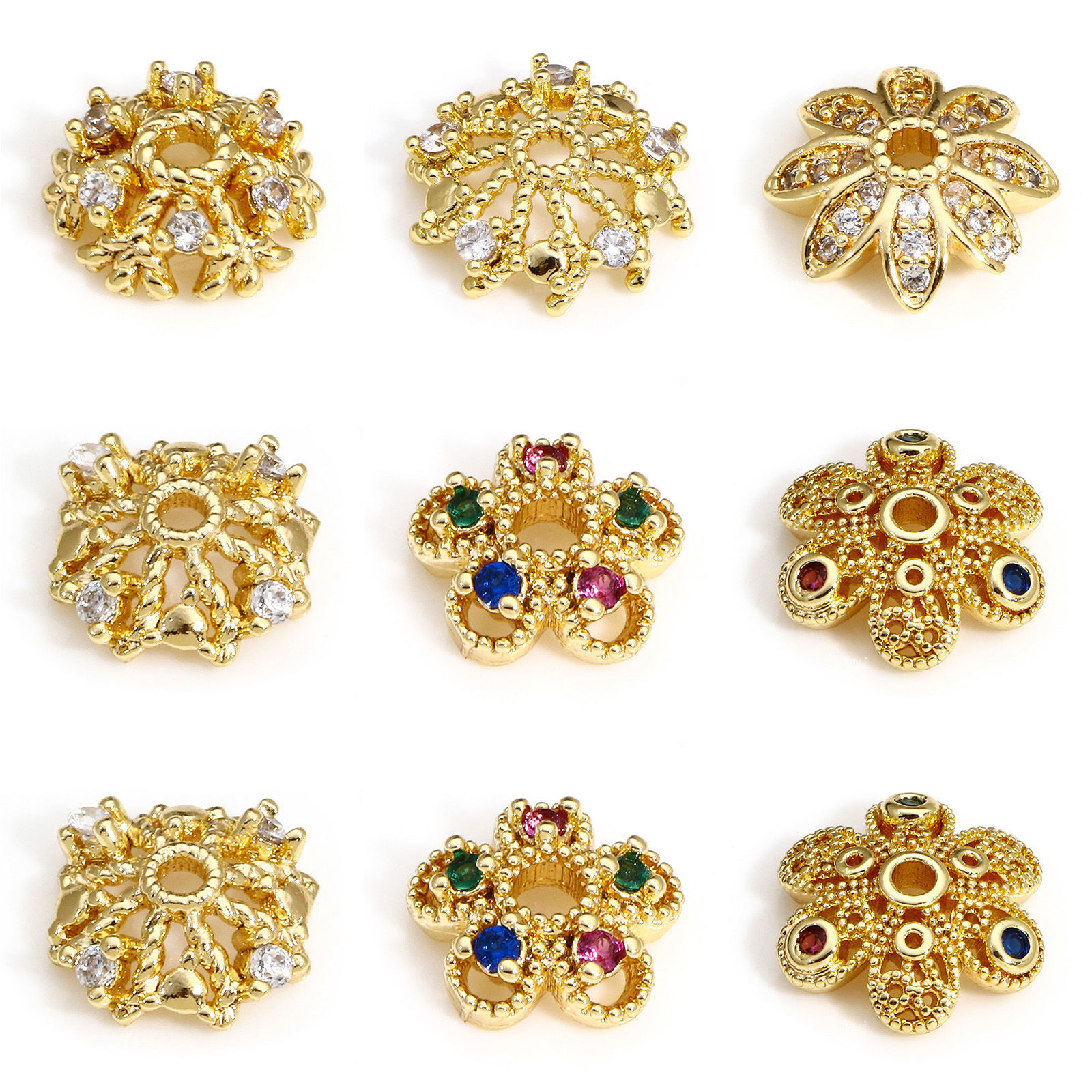 Picture of Brass Beads Caps 18K Real Gold Plated