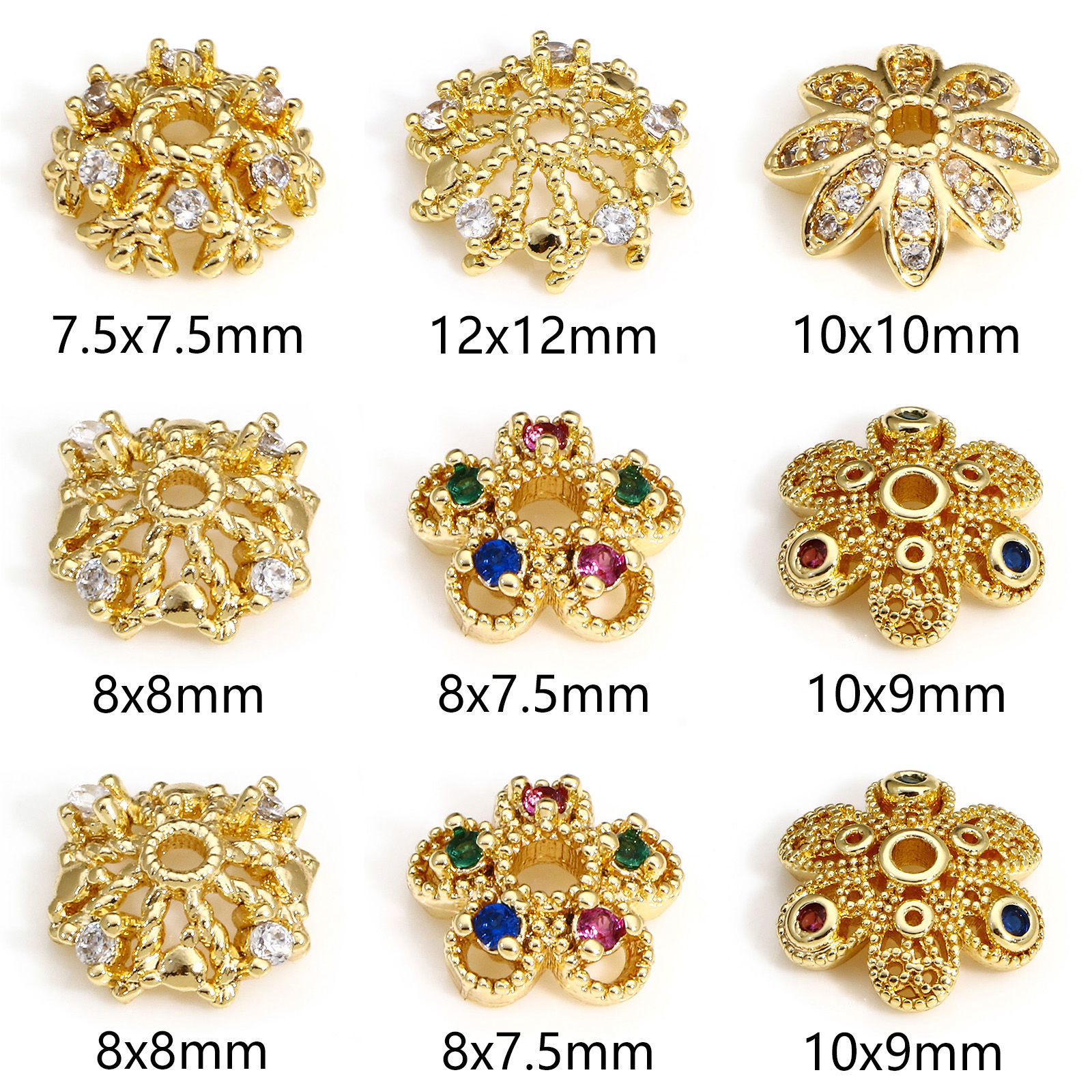 Picture of Brass Beads Caps 18K Real Gold Plated