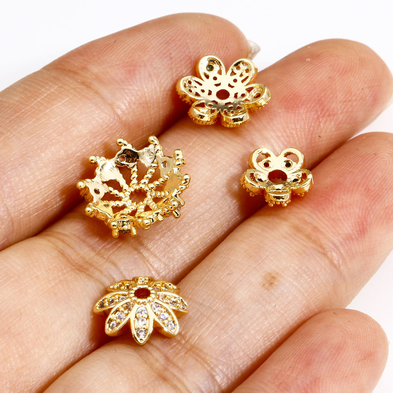 Picture of Brass Beads Caps 18K Real Gold Plated