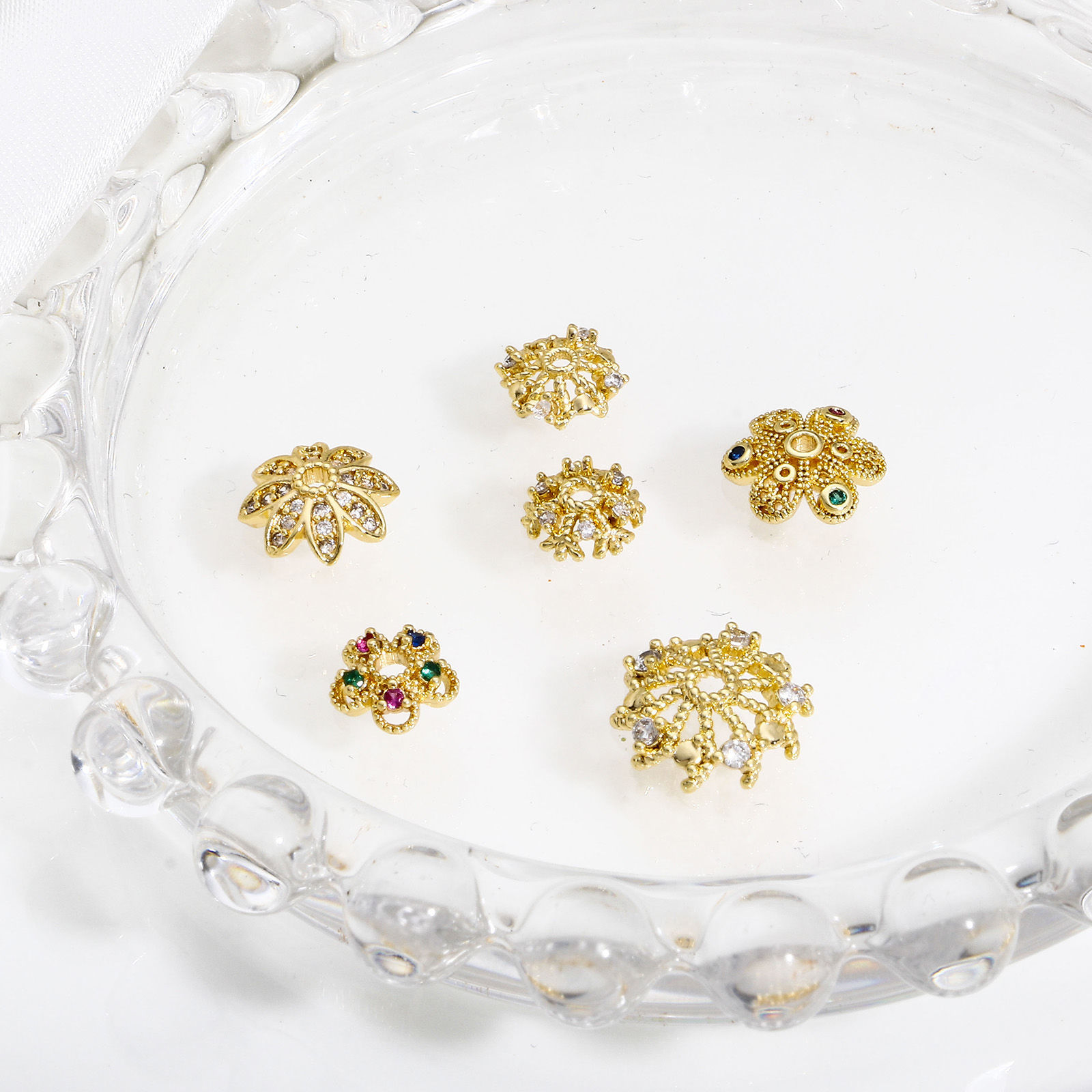 Picture of Brass Beads Caps 18K Real Gold Plated