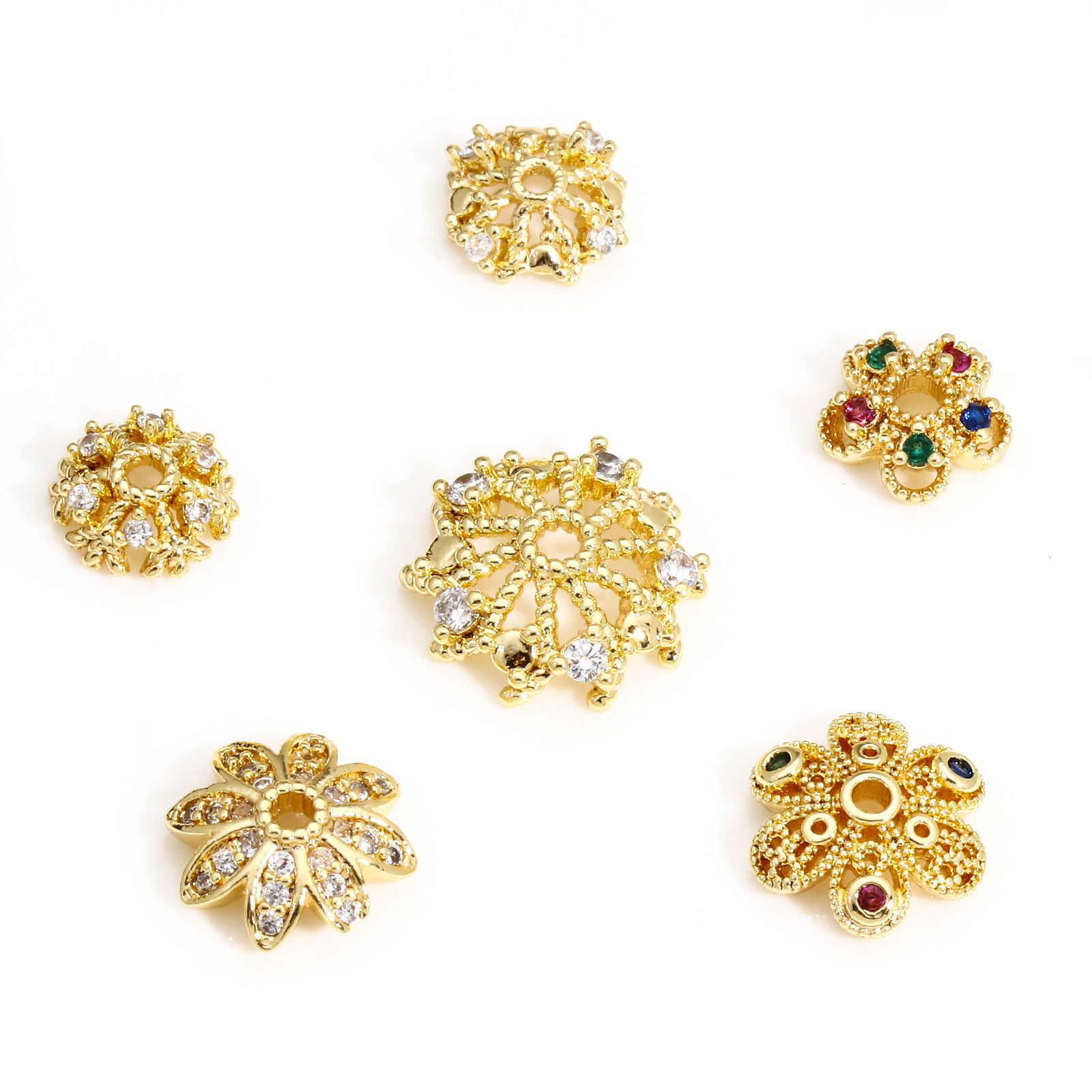 Picture of Brass Beads Caps 18K Real Gold Plated