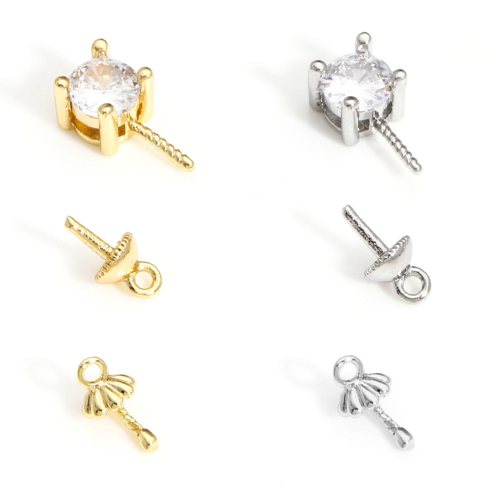 Изображение 3 ШТ Латунь Шкентеля Перлы Разъем Бейл Pin Кубок Cap настоящее золото с покрытием