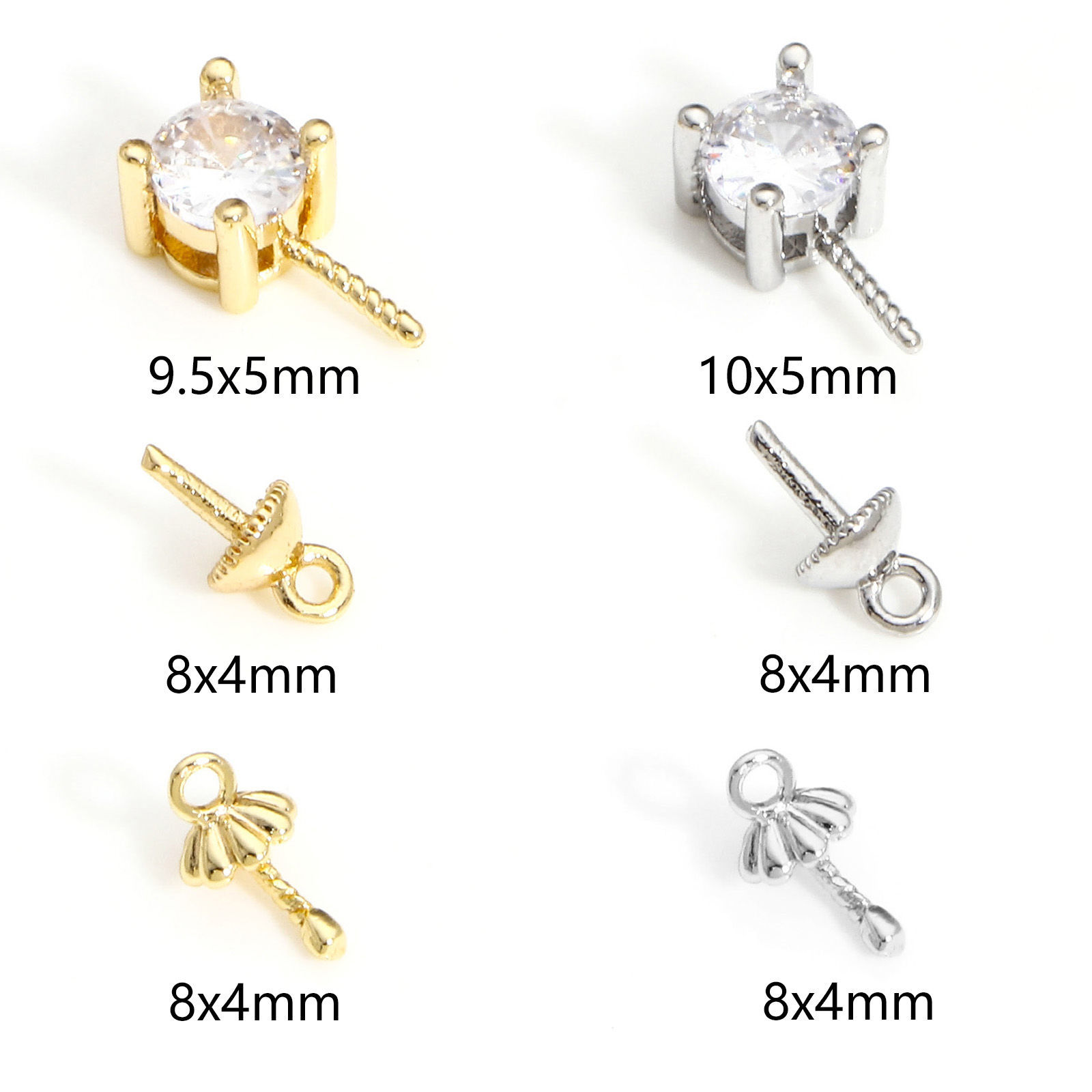 Изображение 3 ШТ Латунь Шкентеля Перлы Разъем Бейл Pin Кубок Cap настоящее золото с покрытием