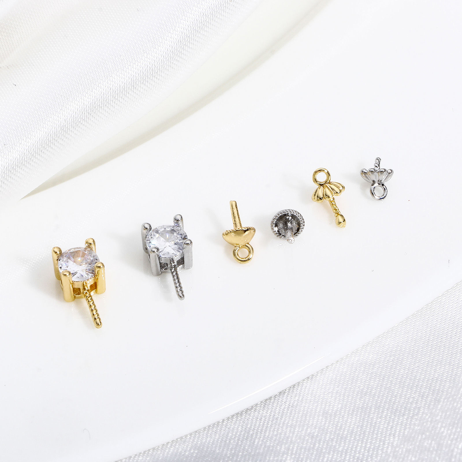 Изображение 3 ШТ Латунь Шкентеля Перлы Разъем Бейл Pin Кубок Cap настоящее золото с покрытием