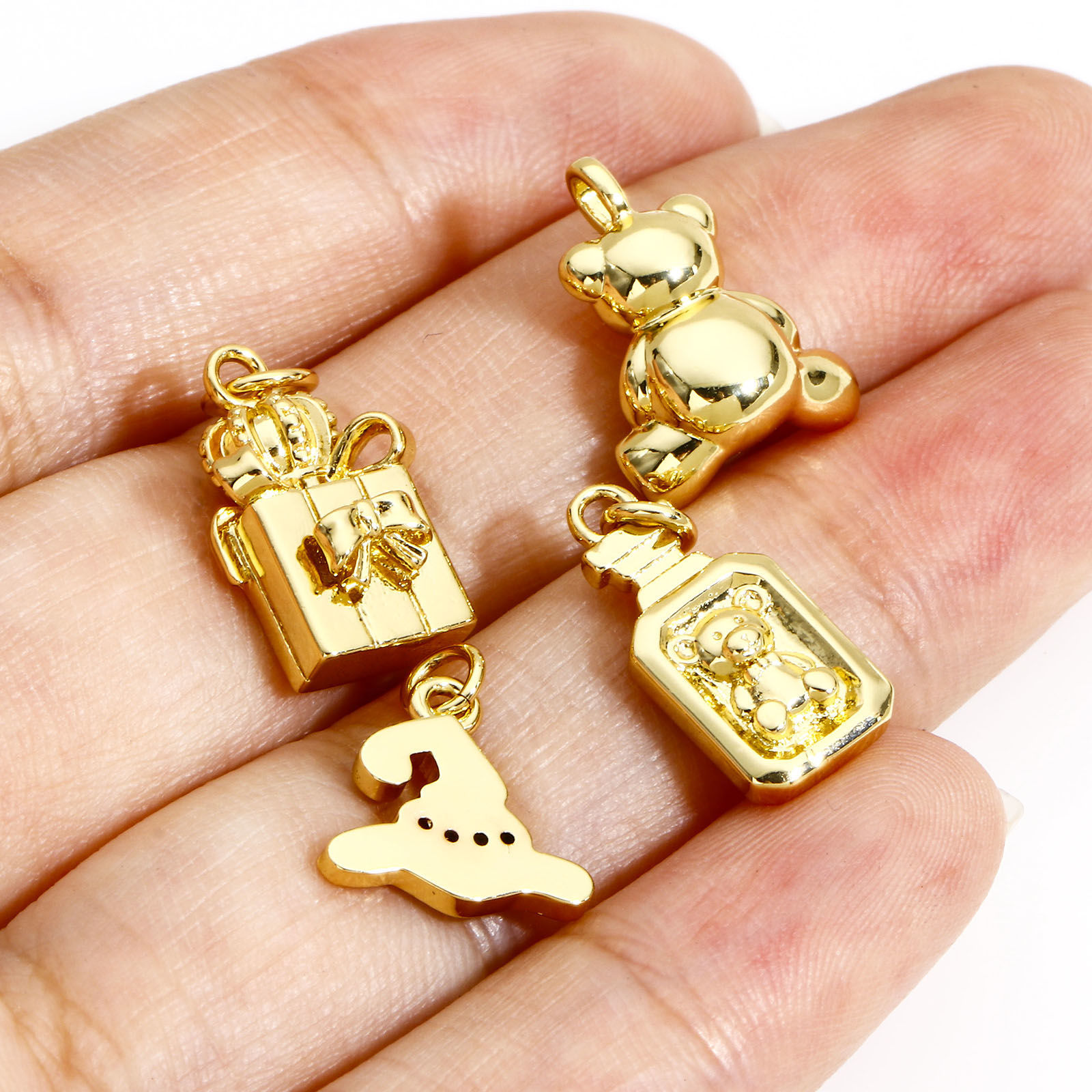 Immagine di 1 Pz Ottone Charms Vero Oro Placcato Doppia Faccia 18.5mm x 8mm