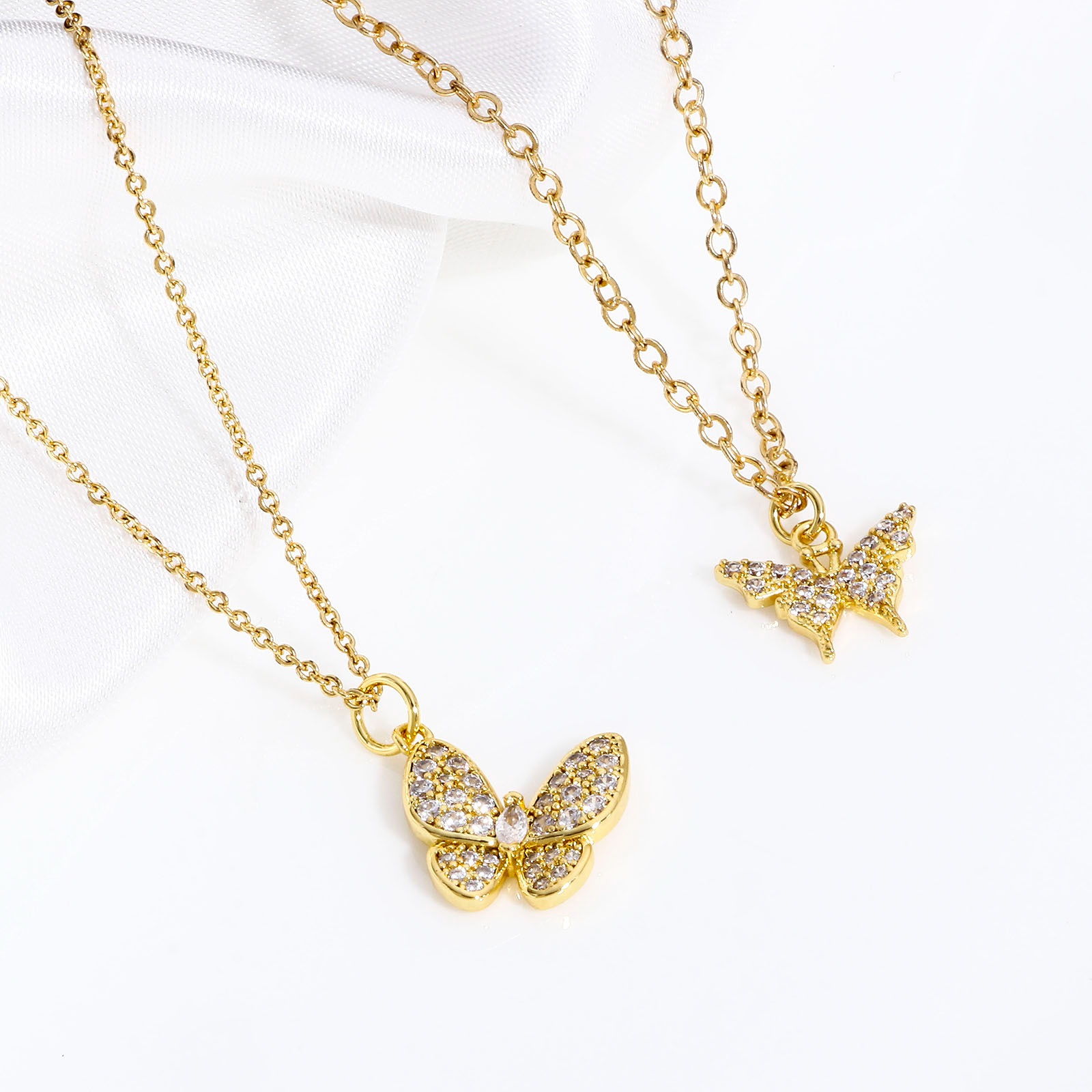 Picture of Brass Insect Charms 18K Real Gold Plated Butterfly Animal Micro Pave Clear Cubic Zirconia