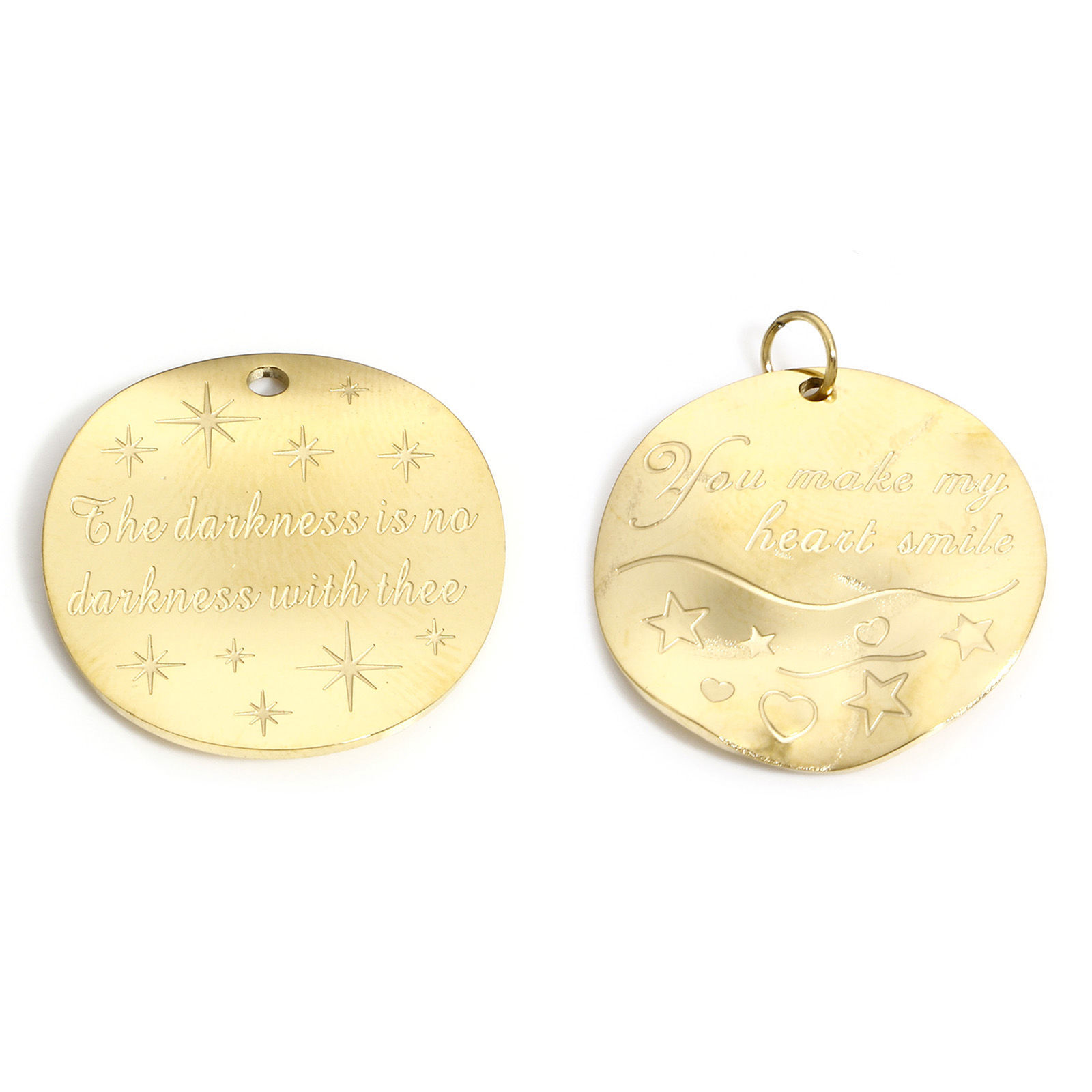 Picture of 316 Stainless Steel Geometry Series Charms 18K Real Gold Plated Round Disc Wave