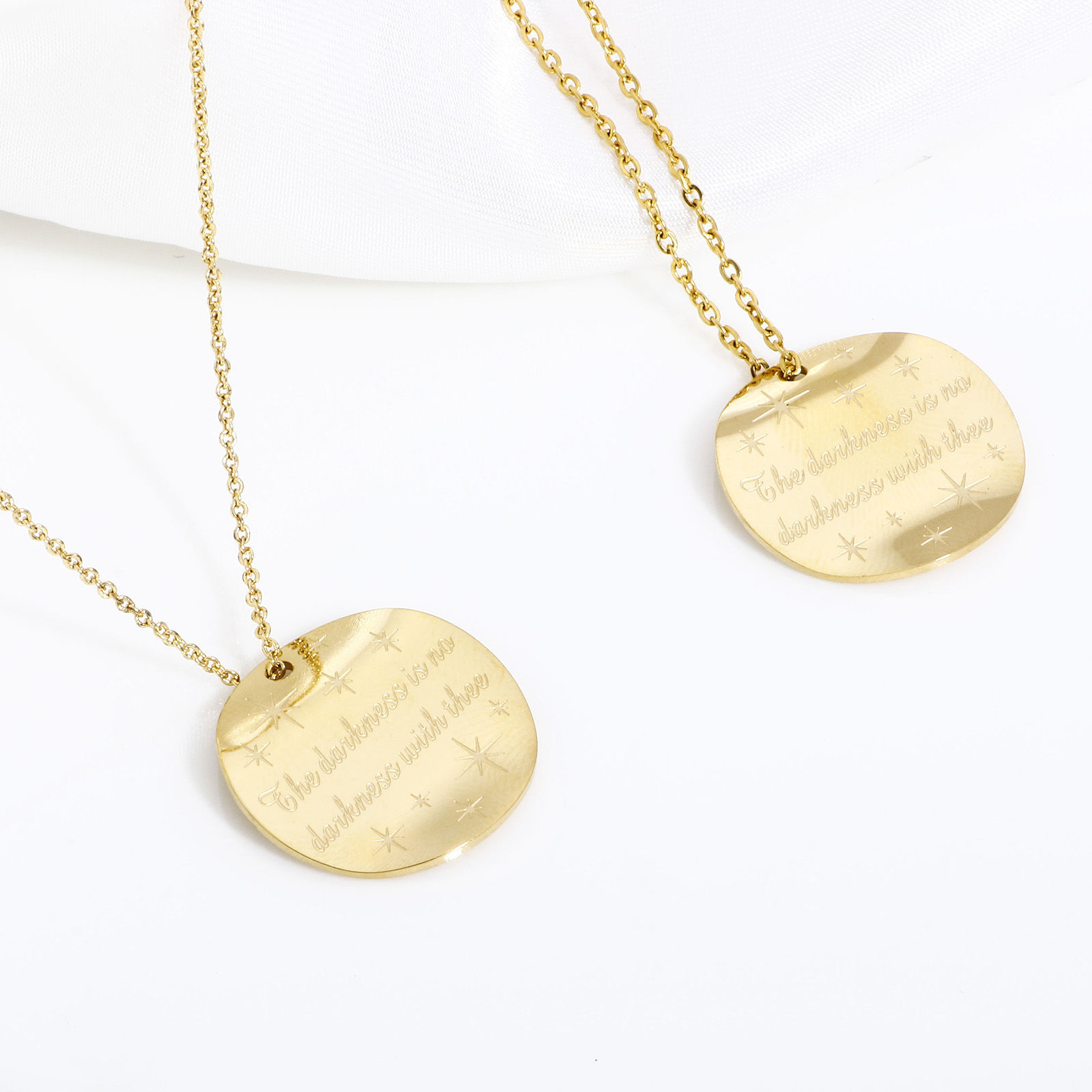 Picture of 316 Stainless Steel Geometry Series Charms 18K Real Gold Plated Round Disc Wave