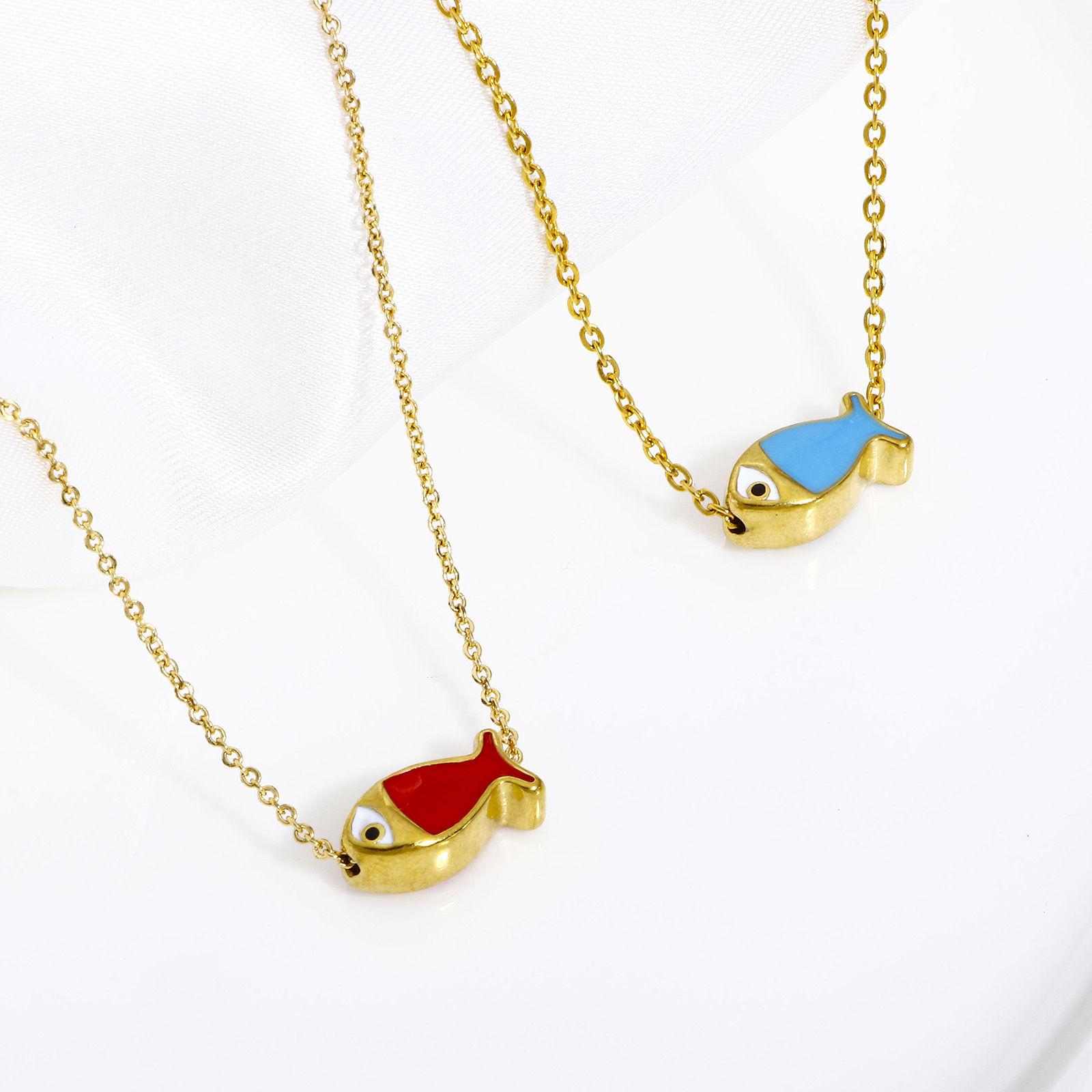Bild von 1 Stück 304 Edelstahl Ozean Schmuck Perlen für die Herstellung von DIY-Charme-Schmuck Fisch Vergoldet Bunt Emaille