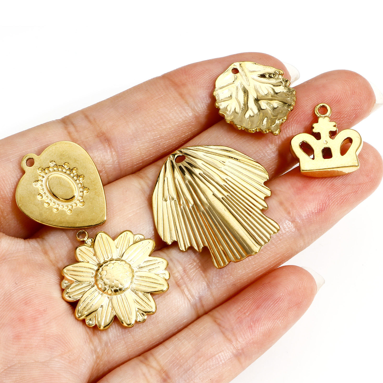 Picture of 304 Stainless Steel & Stone Boho Chic Bohemia Charms Gold Plated Round Evil Eye Clear Rhinestone