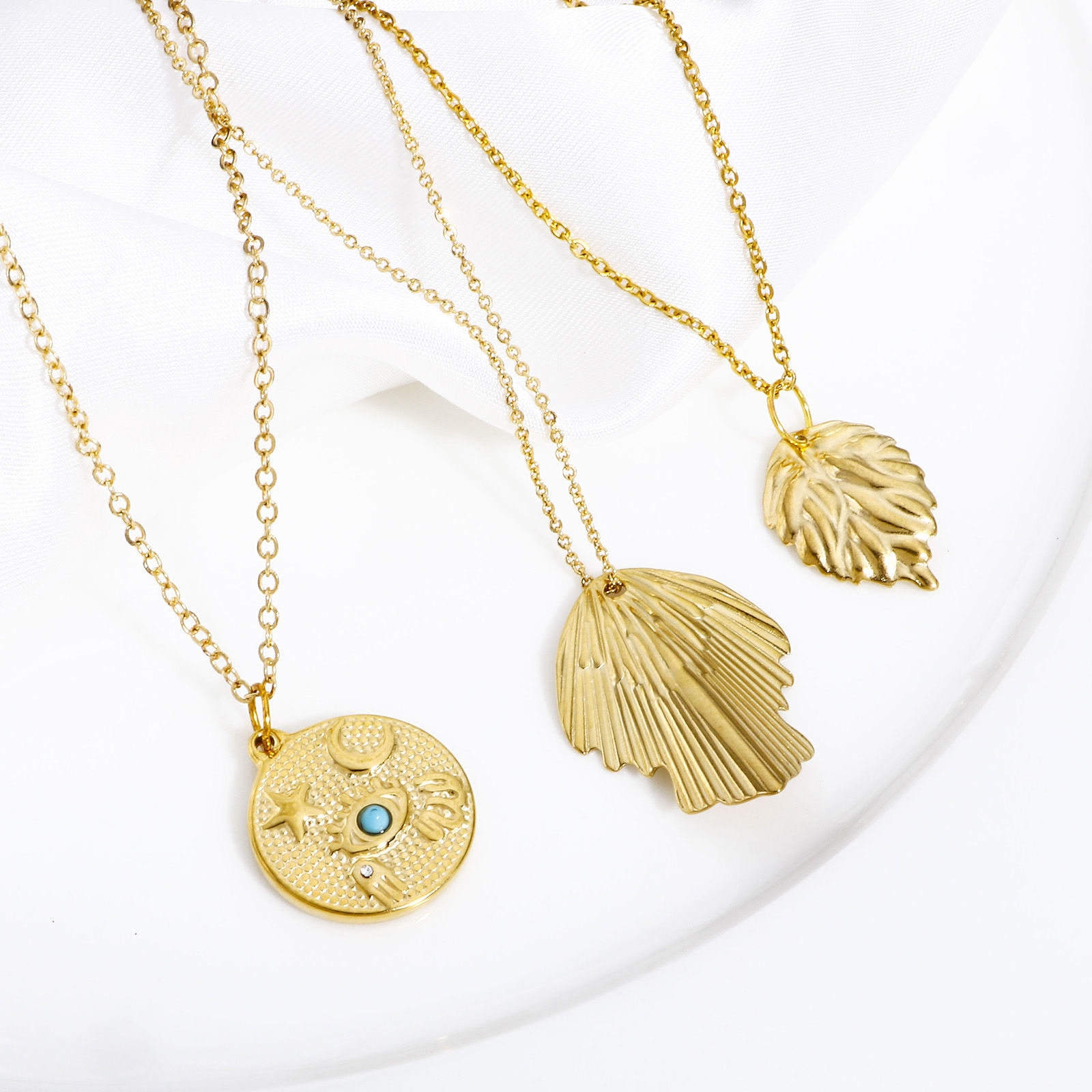 Picture of 304 Stainless Steel & Stone Boho Chic Bohemia Charms Gold Plated Round Evil Eye Clear Rhinestone