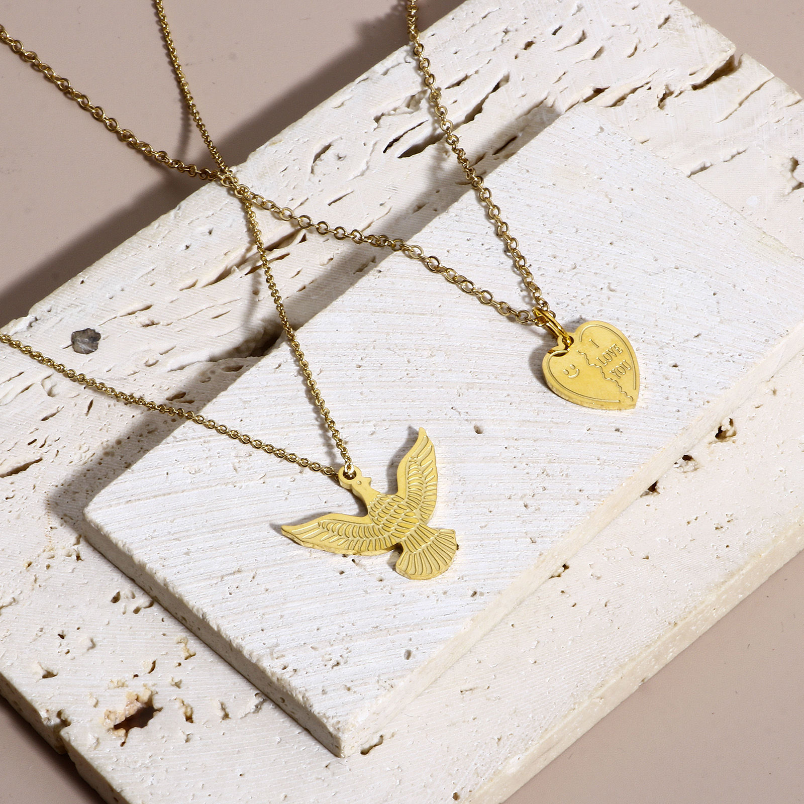 Bild von 1 Stück 316L Edelstahl Geometrisch Charms Herz 18K Echtgold plattiert Rund