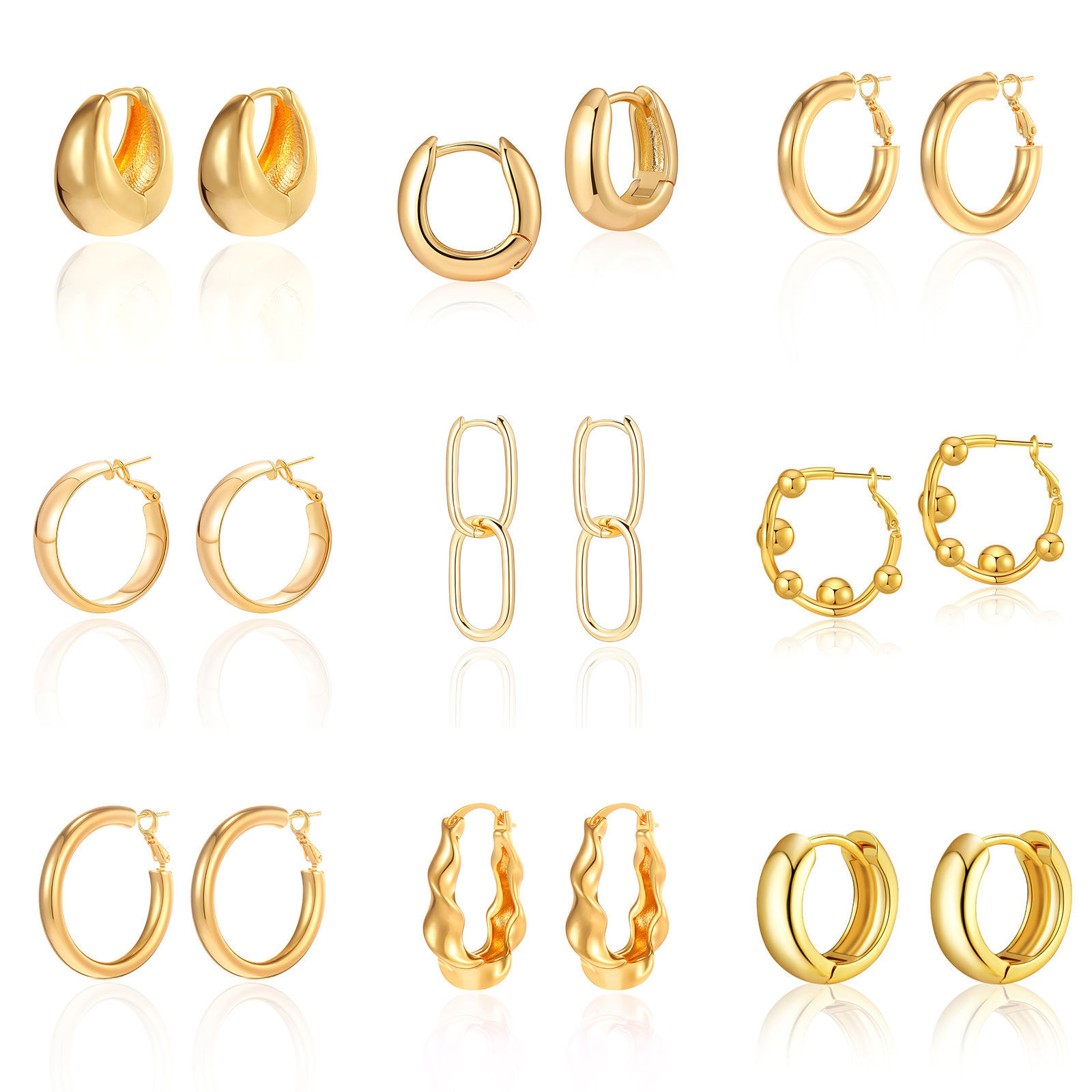 Immagine di 1 Paio Ecologico Elegante Squisito 18K Vero Oro Placcato Ottone Orecchini Circolari Per Donne Regalo