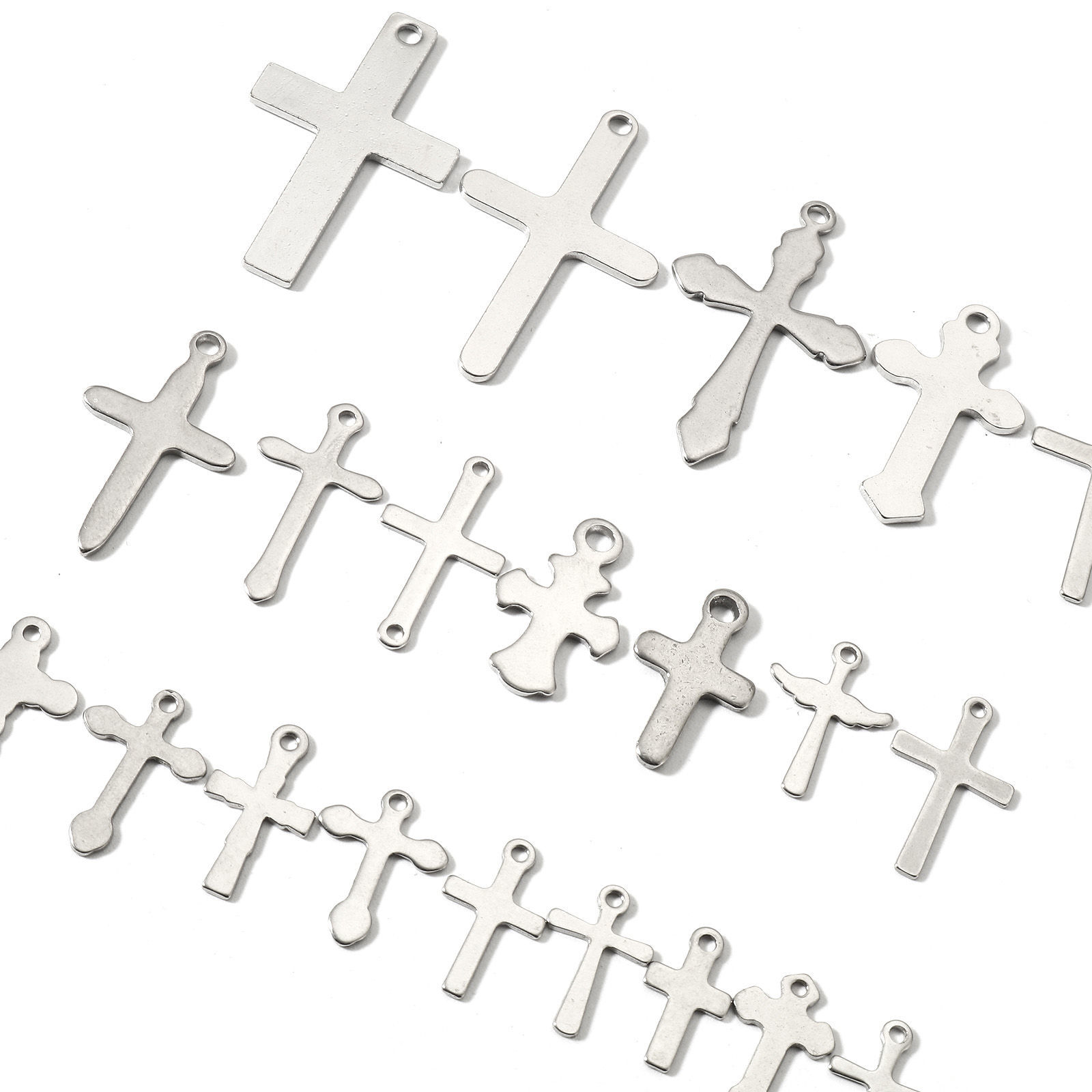 Picture of 304 Stainless Steel Religious Charms Silver Tone Cross