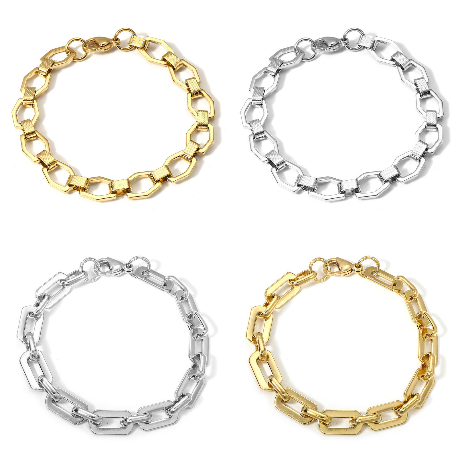 Bild von 1 Strang 304 Edelstahl Gliederkette Kette Armband Mit Karabiner Verschluss 19cm lang