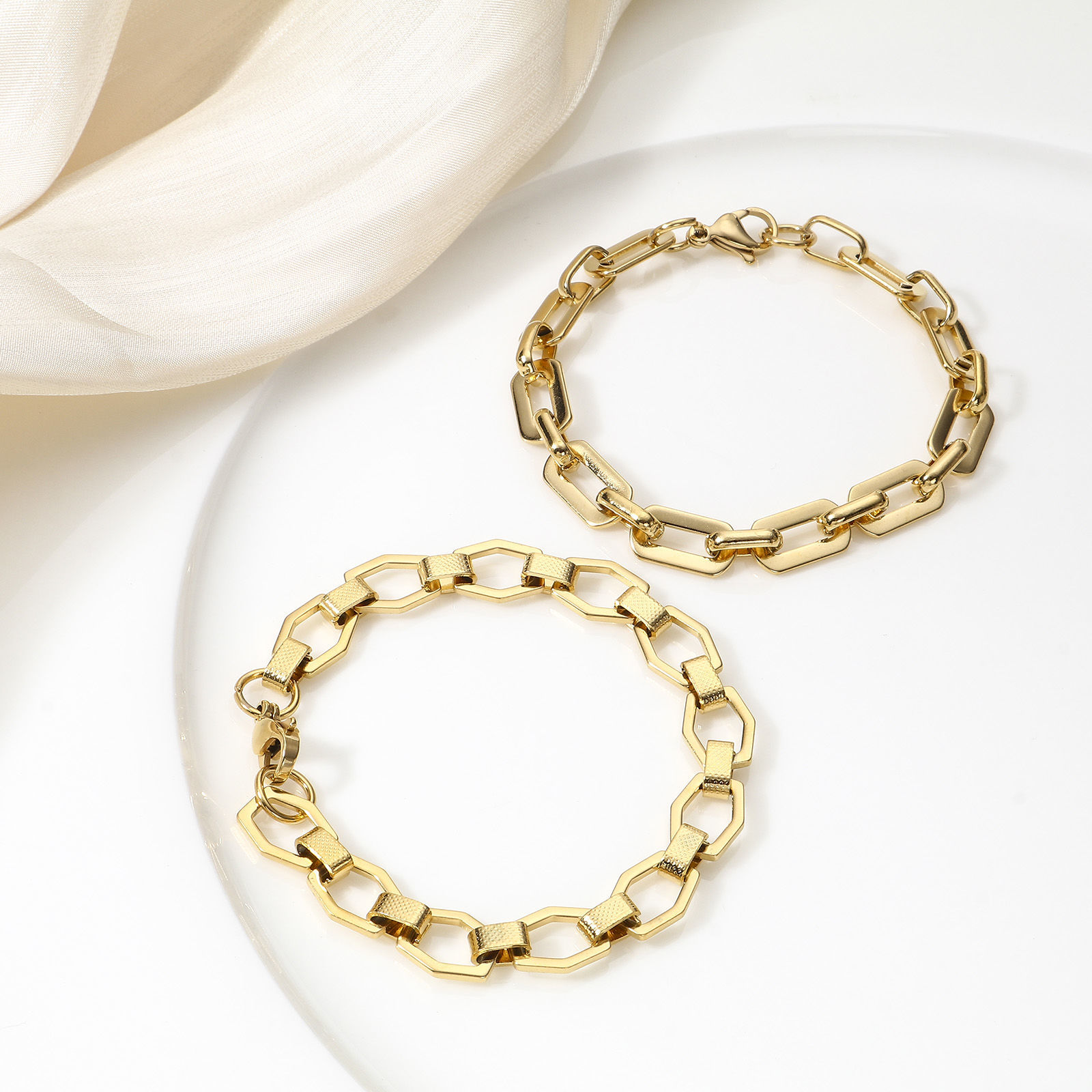 Bild von 1 Strang 304 Edelstahl Gliederkette Kette Armband Mit Karabiner Verschluss 19cm lang
