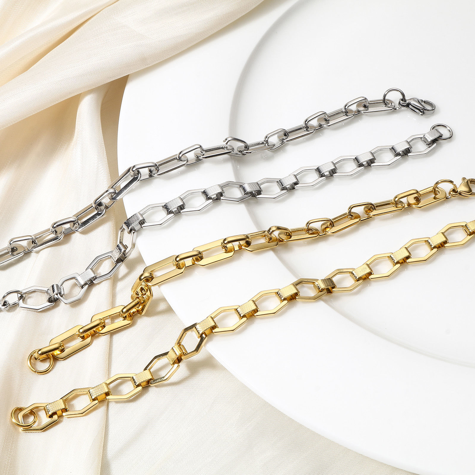 Bild von 1 Strang 304 Edelstahl Gliederkette Kette Armband Mit Karabiner Verschluss 19cm lang