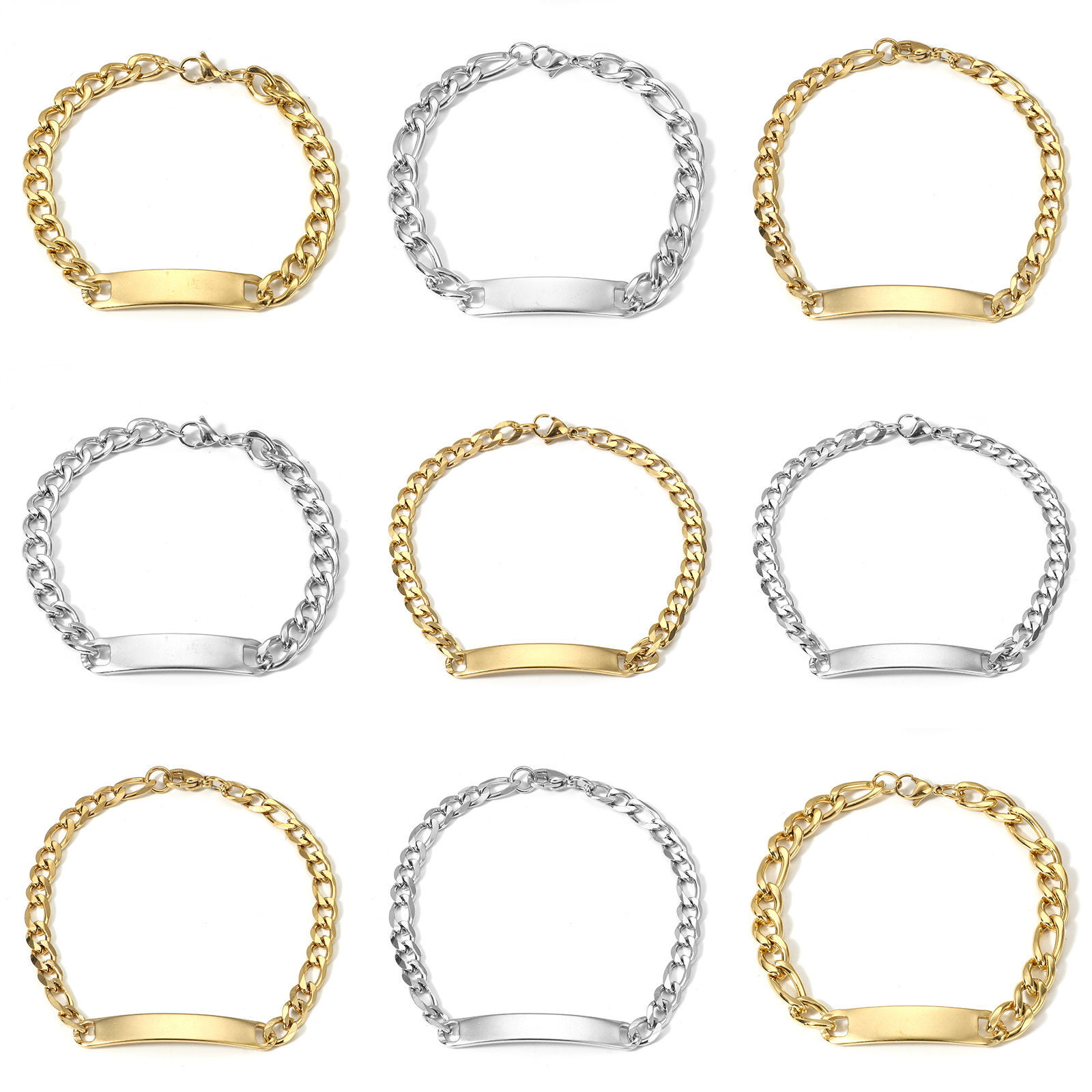Immagine di 1 Pz 304 Acciaio Inossidabile Etichette di Stampaggio Vuote Braccialetti Rettangolo Con Aragosta Fermagli Fibbia