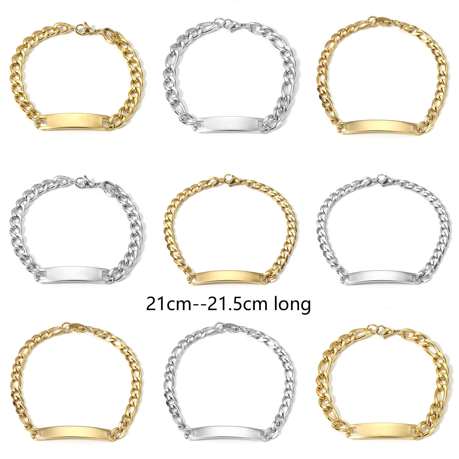 Immagine di 1 Pz 304 Acciaio Inossidabile Etichette di Stampaggio Vuote Braccialetti Rettangolo Con Aragosta Fermagli Fibbia