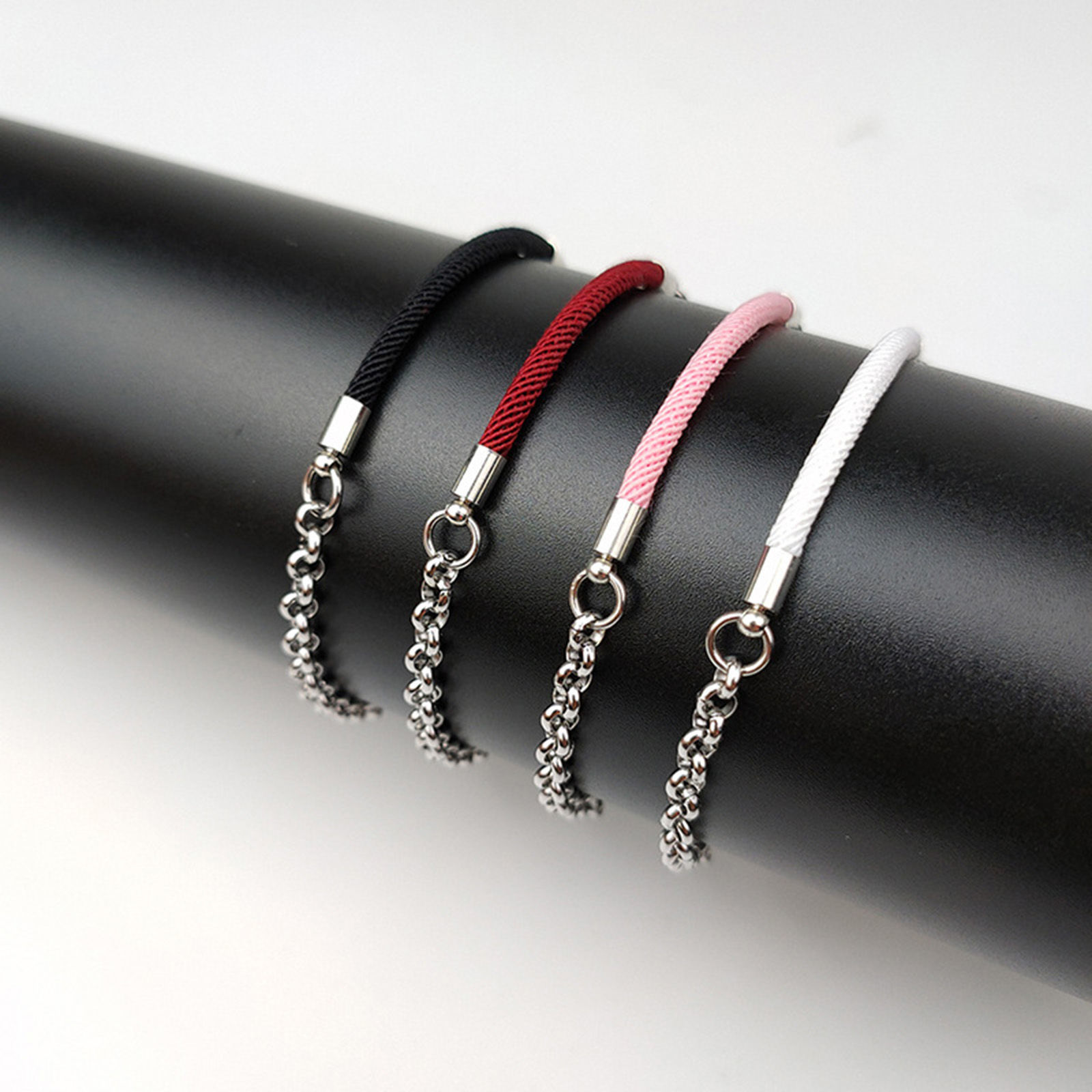 Picture of 304 Stainless Steel Link Cable Chain Braided Bracelets Silver Tone 17cm(6 6/8") long