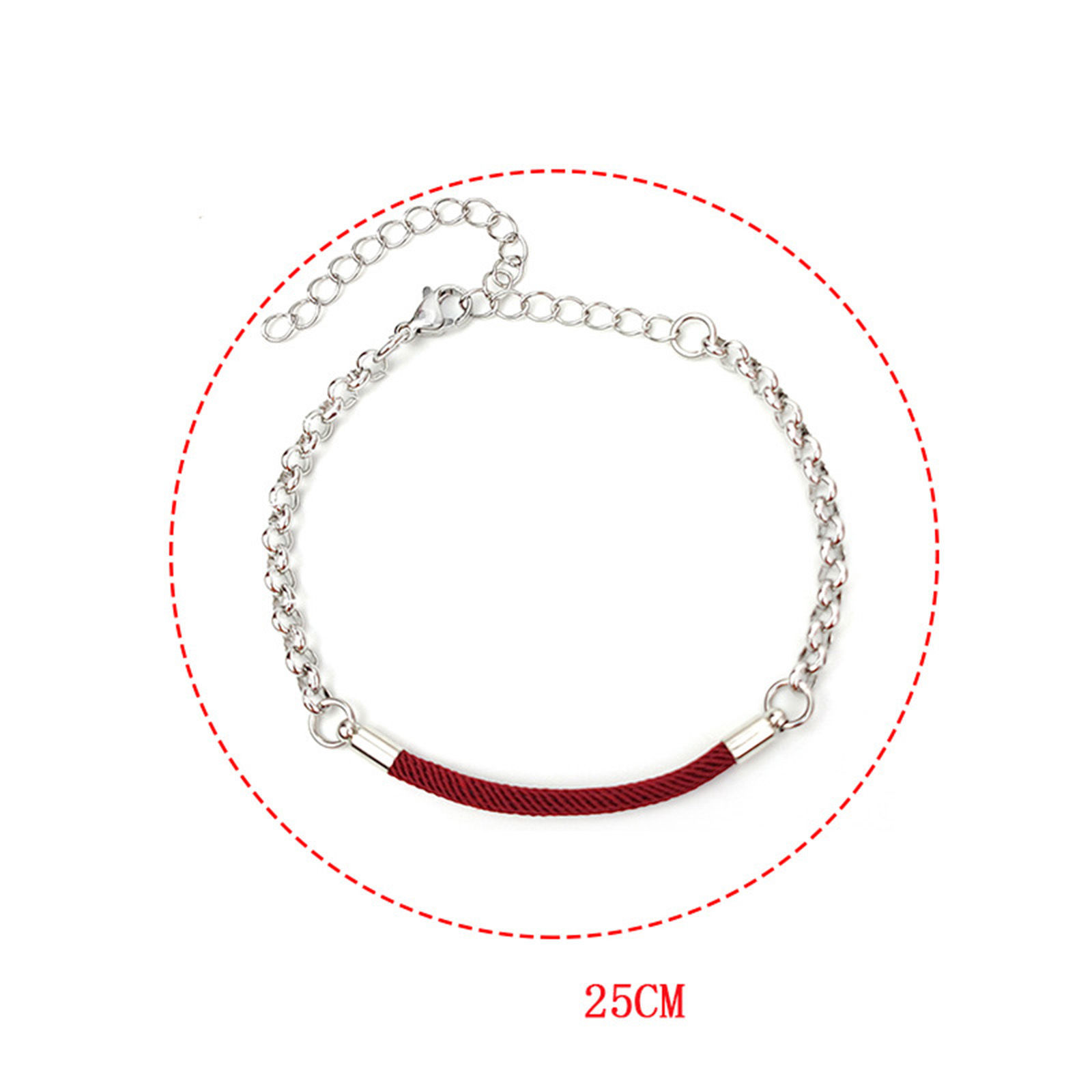 Picture of 304 Stainless Steel Link Cable Chain Braided Bracelets Silver Tone 17cm(6 6/8") long