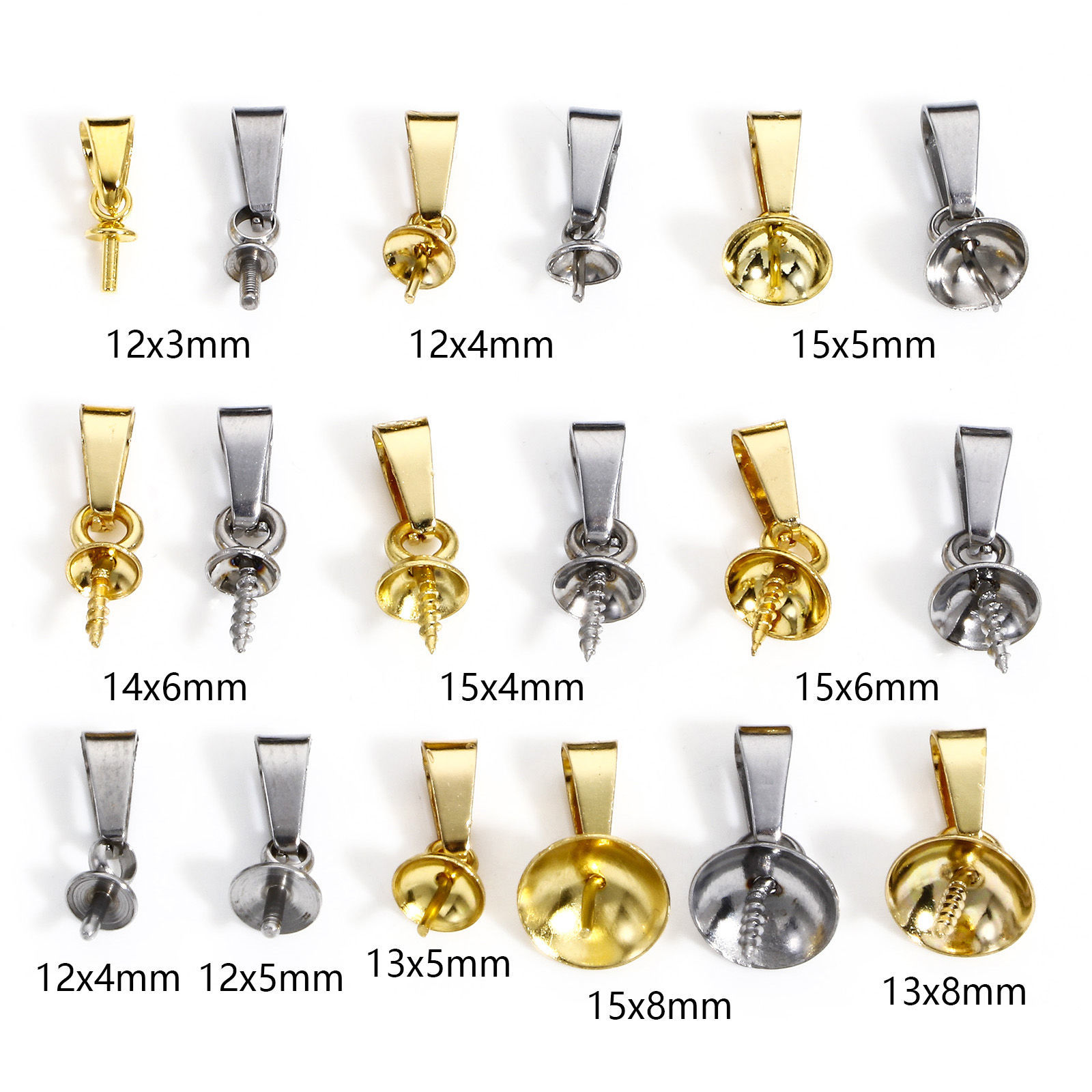 Изображение 10 ШТ 304 Нержавеющая Сталь Шкентеля Перлы Разъем Бейл Pin Кубок Cap